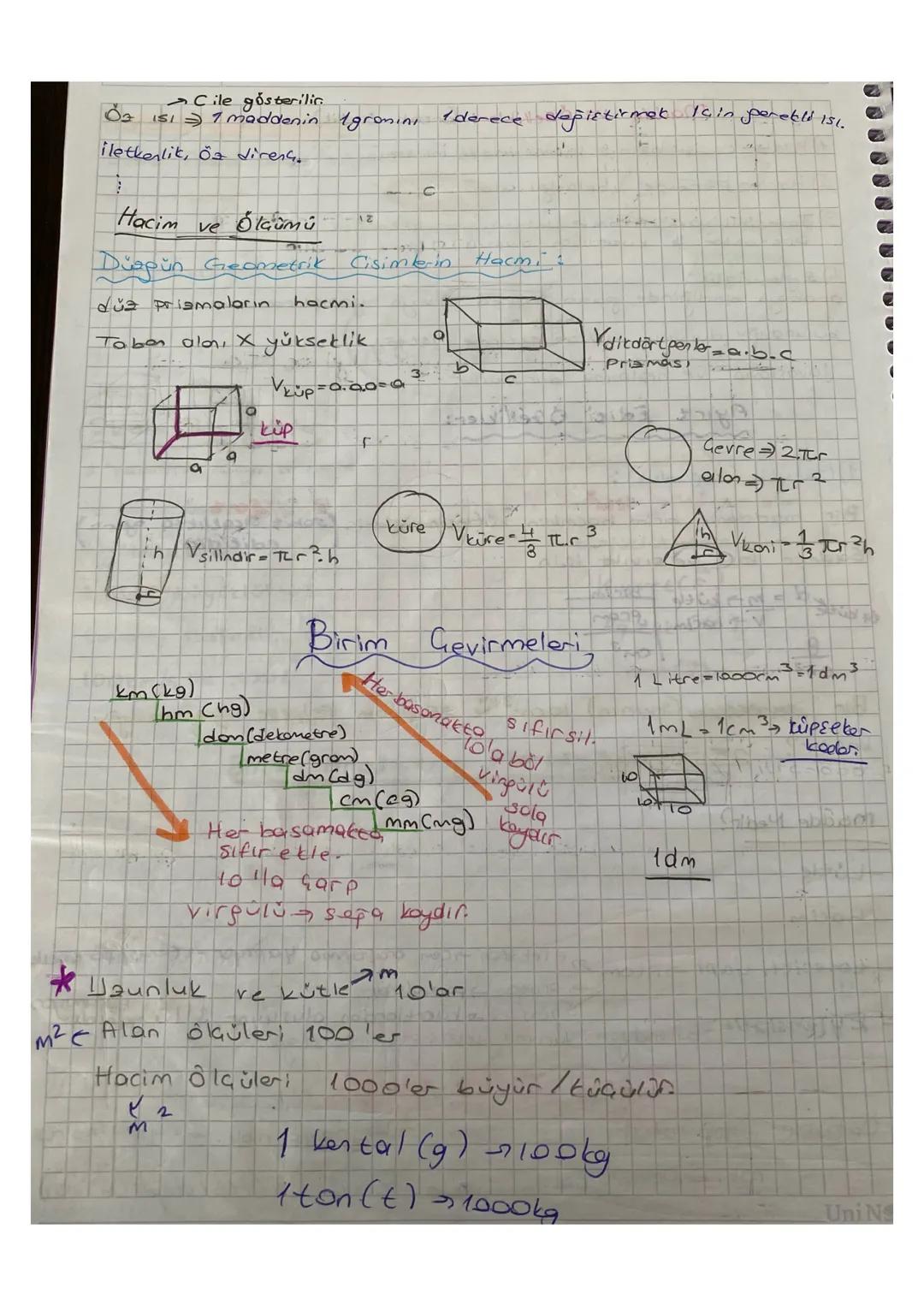 Madde ve Özellikleri fortak daellik)
1) Kütle
olması
laaim - kütle: madde miktori.
Ci
2) Hacim: Evrende kapladığı alo
3) Terecikli yapı: Ato