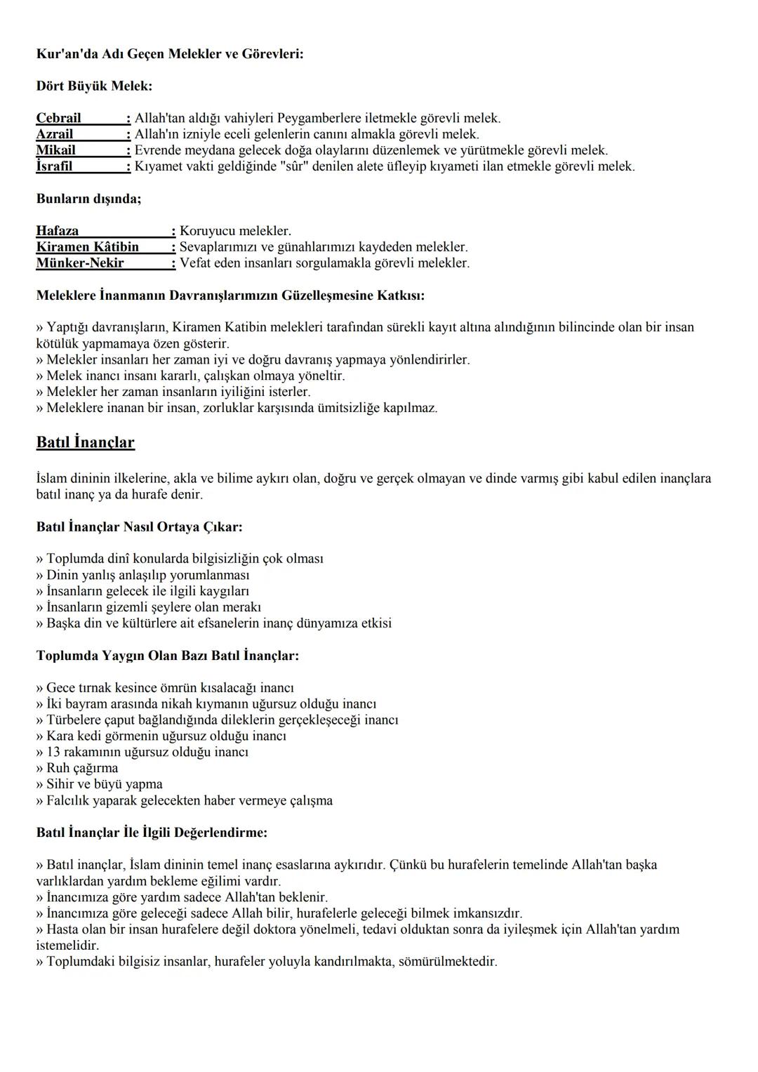 7. SINIF
DİN KÜLTÜRÜ VE AHLAK BİLGİSİ
DERS NOTLARI
1. ÜNİTE : MELEK VE AHİRET İNANCI
Görülen ve Görülemeyen Varlıklar
• Varlıklar alemi, göz