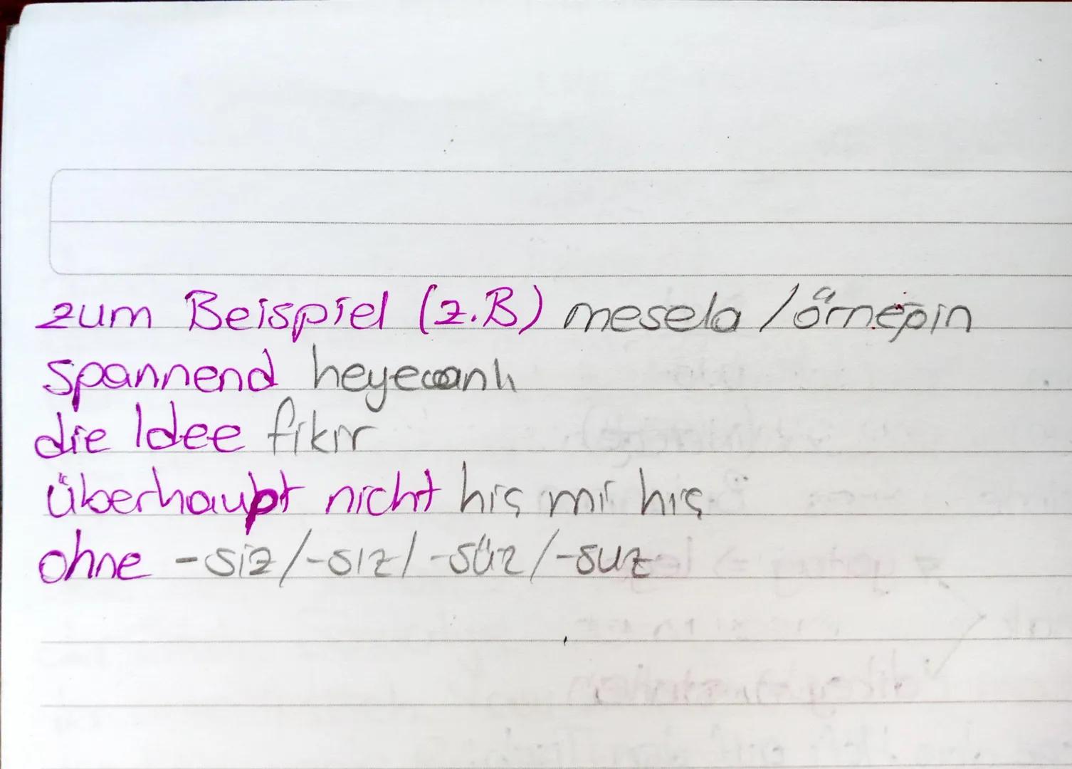 Die Unterkuft
Yaşanılacak Yer

die Wohnung Daire
das Zimmer-Oda (Exin bölümlerini söylerken)
das Haus EV
der Raum= Oda
die Küche = Mutfak
da