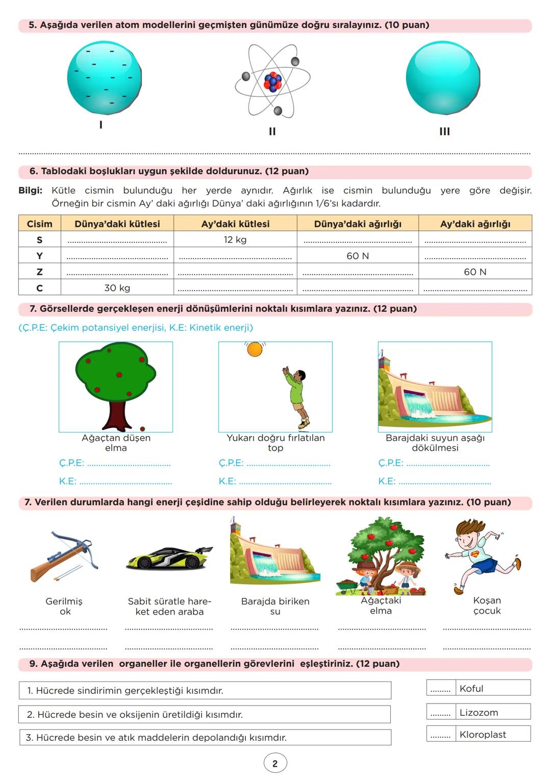 # T.C. MİLLÎ EĞİTİM BAKANLIĞI

2025-2026 EĞİTİM-ÖĞRETİM YILI
7. SINIF FEN BİLİMLERİ DERSİ
1. DÖNEM 2. YAZILI YOKLAMA SINAVI
Öğrencilerin ken