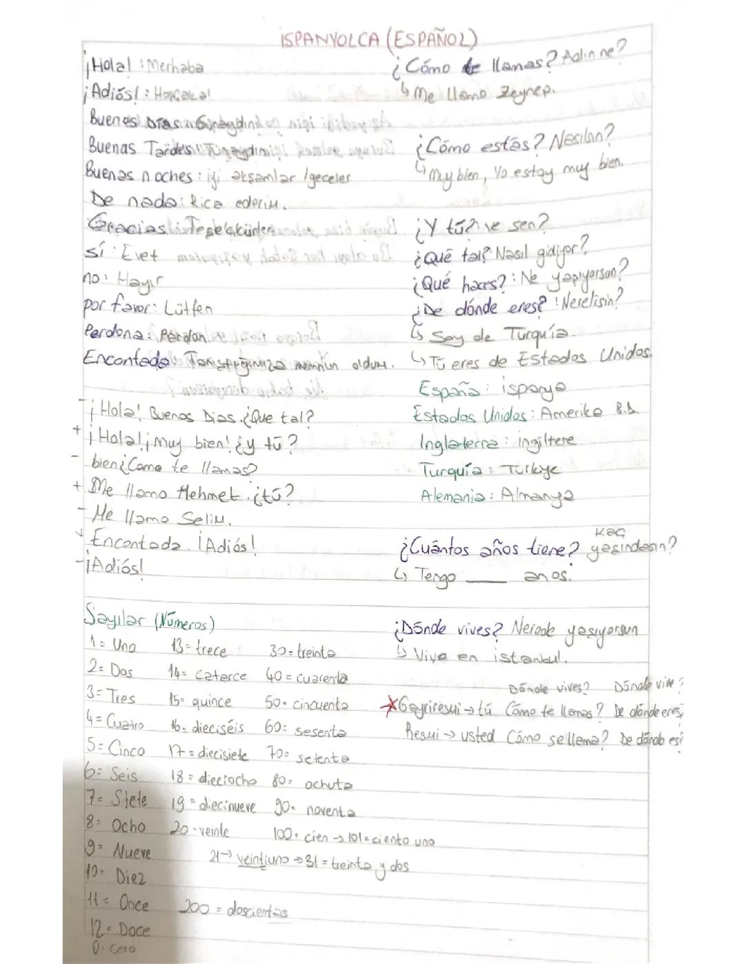 İspanyolca (sayılar, kendini tanıtma, nasılsın, nerelisin, nerede yaşıyorsun)