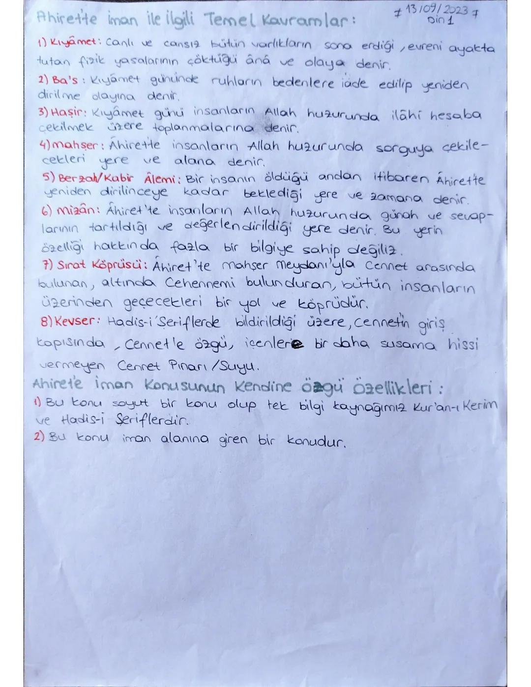 Din Kültürü Özet 