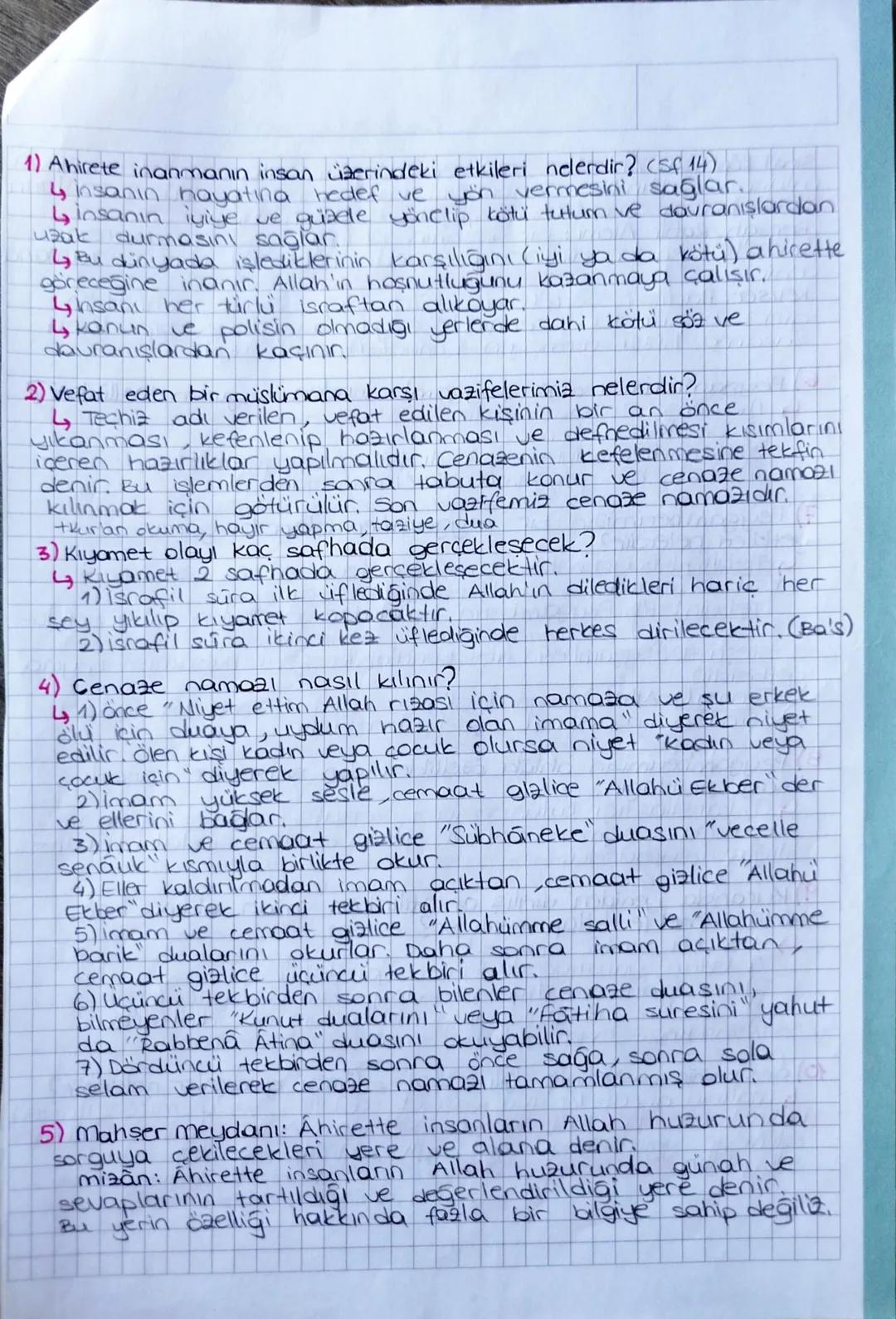 Ahirette iman ile ilgili Temel Kavramlar:
#
13/09/2023
Din 1
1) Kıyamet: Canli ve cansız bütün varlıkların sona erdiği, evreni ayakta
tutan 
