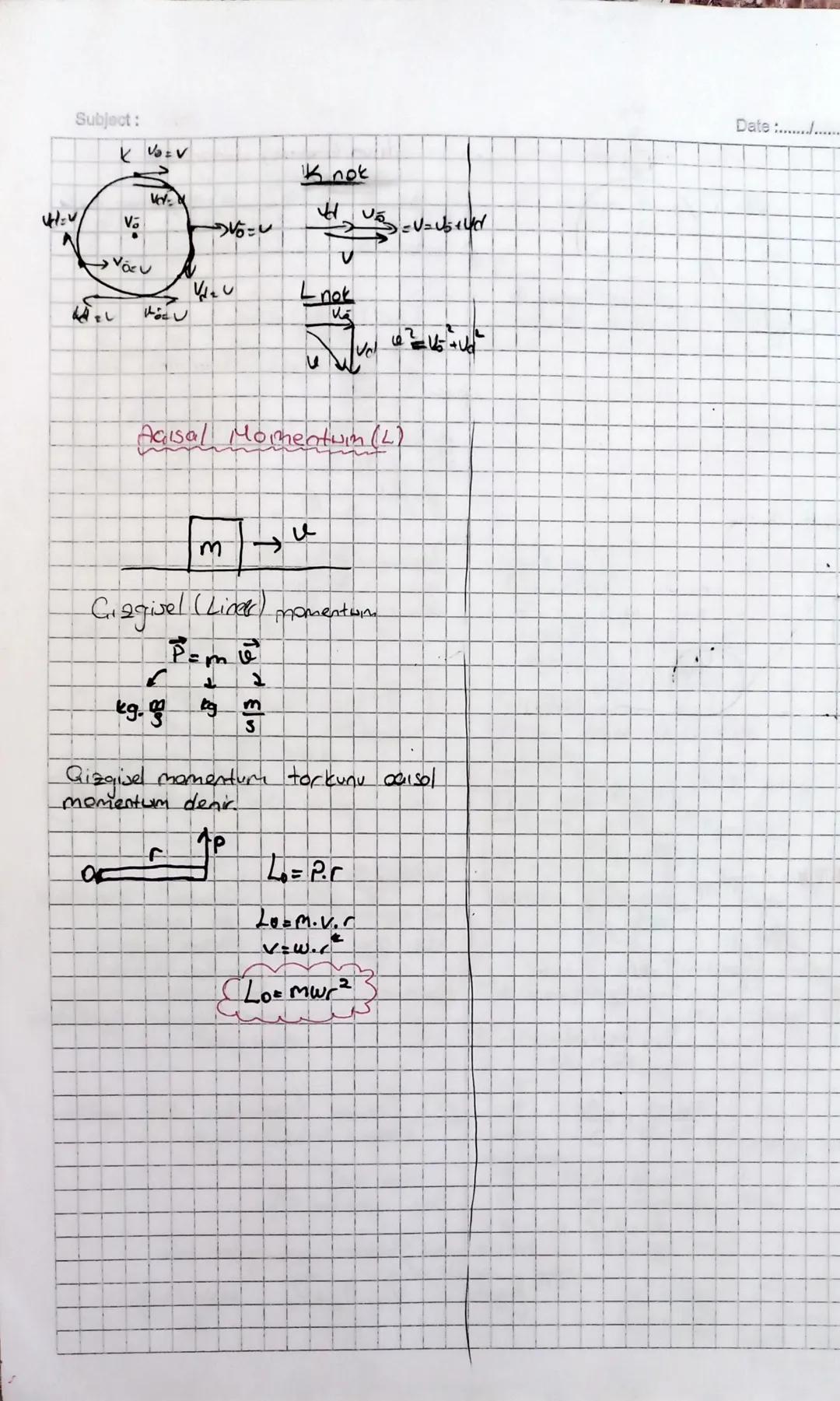 Subject: Fizik
Düzgin Cembersel Hareket
Hızın büyüklüğü değişmiyor.
H1Z degisiyer, iumeli
vektörel
La vektör
I
0
2
! Agisol hız: (w)
1
1
bri