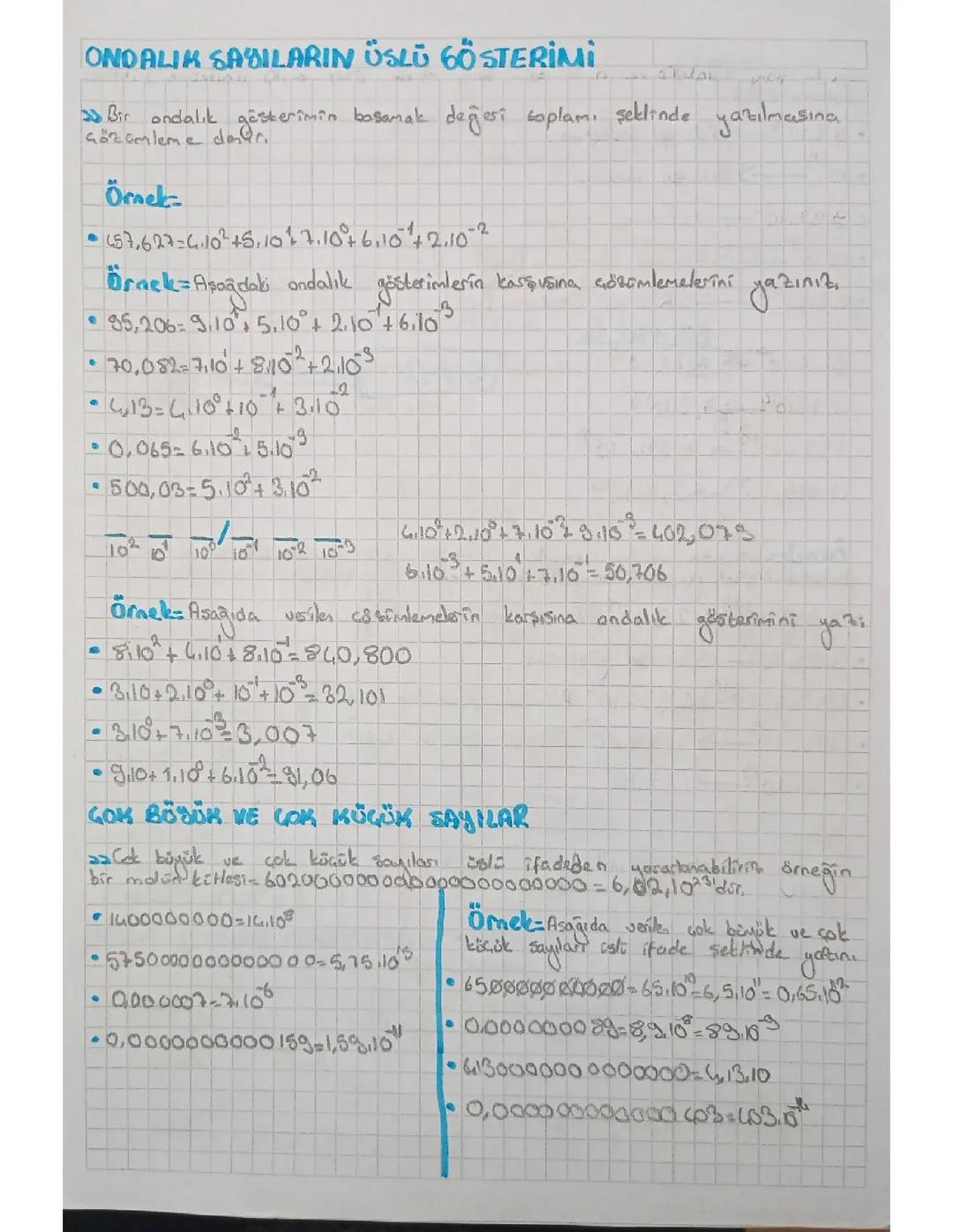 8. Sınıf Matematik: Ondalık Sayıların Üslü Gösterimi ve Örnekleri