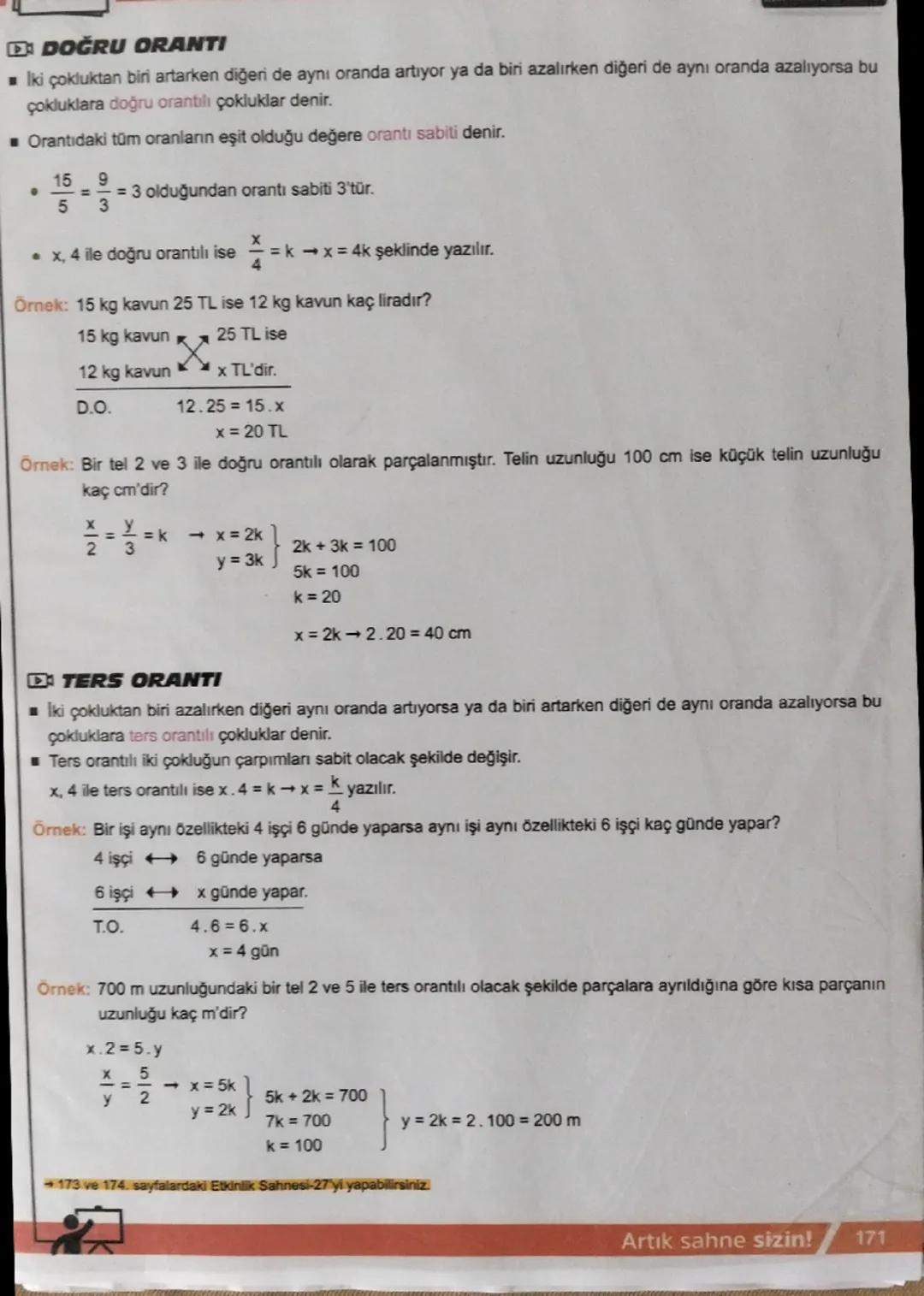 # ORAN-ORANTI KAVRAMLARI

- İki çokluğun birbirine bölümüne oran denir.

- a'nın b'ye oranı $\frac{a}{b}$ a:b veya a/b şeklinde gösterilir.
