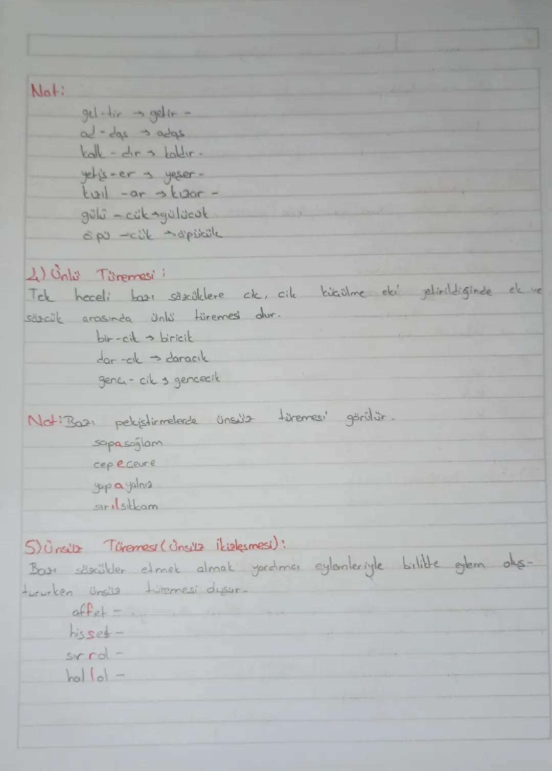 Ses Bilgisi
1-Unlu Dilsmesi (Hece Dismes, Orla Hece Düsmos!);
ikinci hecesinde dar unla (...) buluran sexcuge cekim eki getirildigin.
de iki