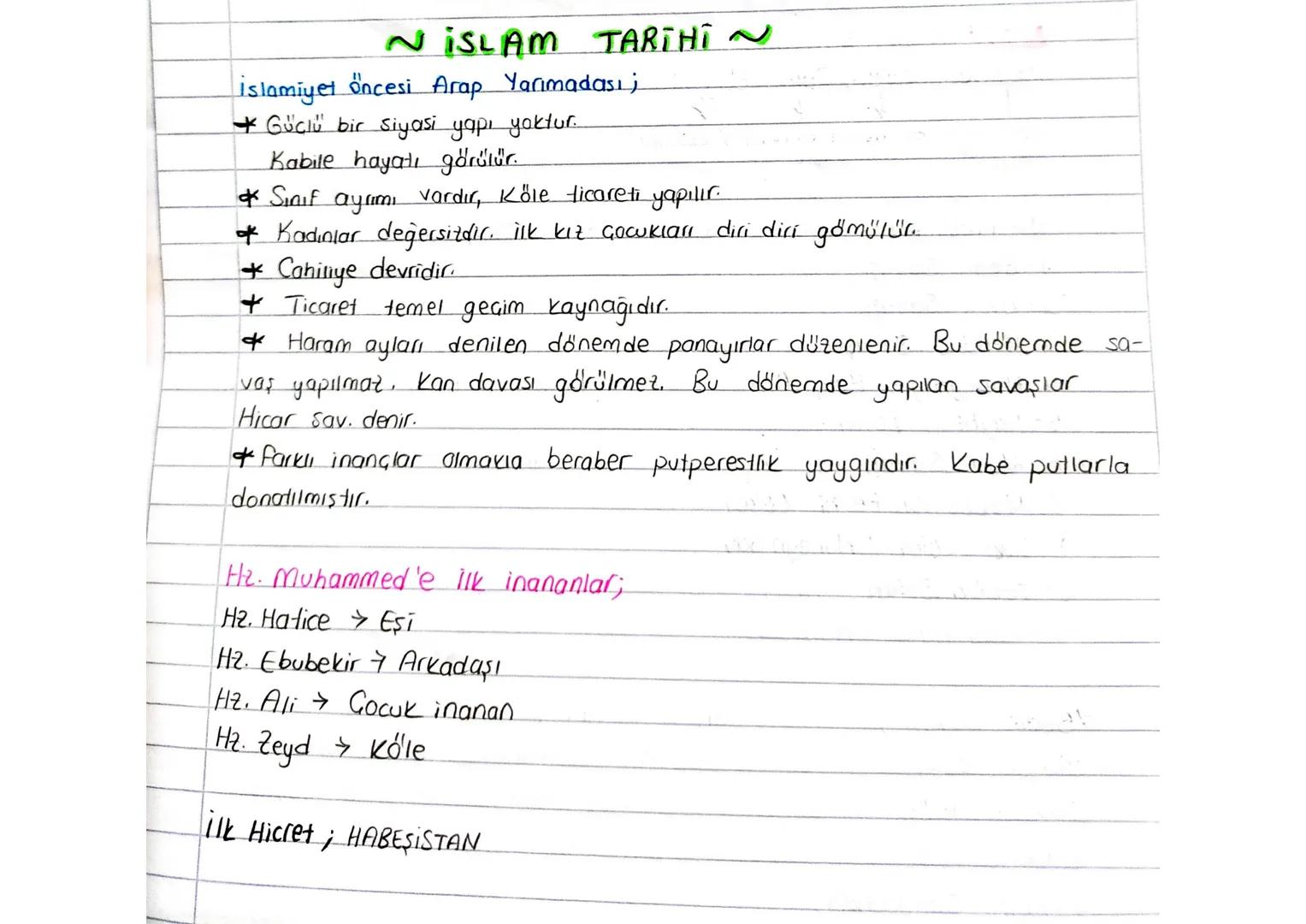 ## ~ İSLAM TARİHİ ~

İslamiyet öncesi Arap Yarımadası;
* Güçlü bir siyasi yapı yoktur.
Kabile hayatı görülür.
*Sınıf ayrımı vardır, köle tic