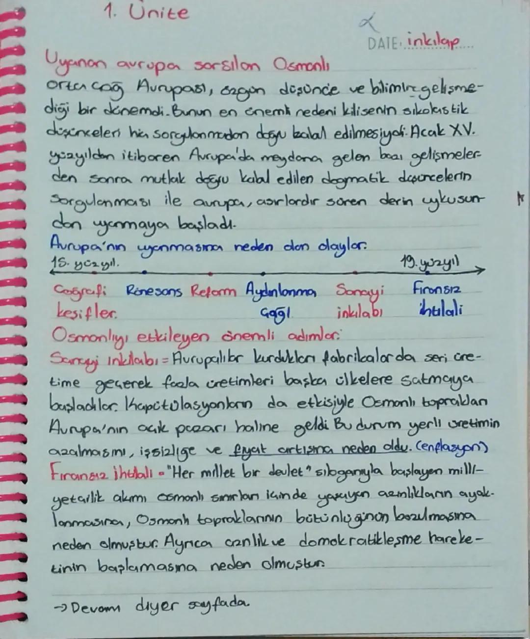 8. Sınıf İnkılap tarihi 1. Ünite konu özeti
