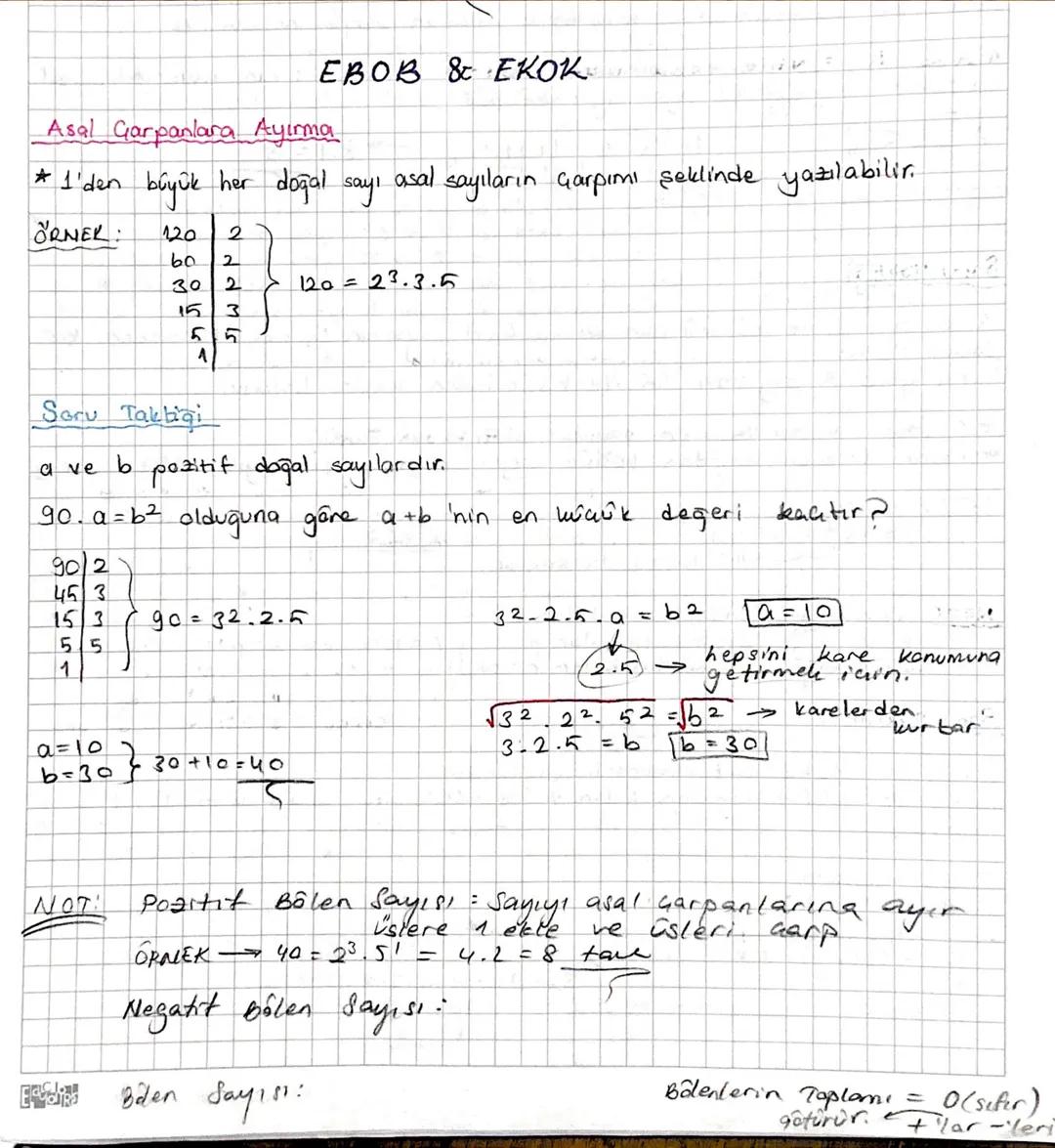 # EBOB & EKOK

Asal Garpanlara Ayırma
*1'den büyük her doğal sayı asal sayıların çarpımı şeklinde yazılabilir.
ÖRNER:
```
120 2
60 2
30 2
15