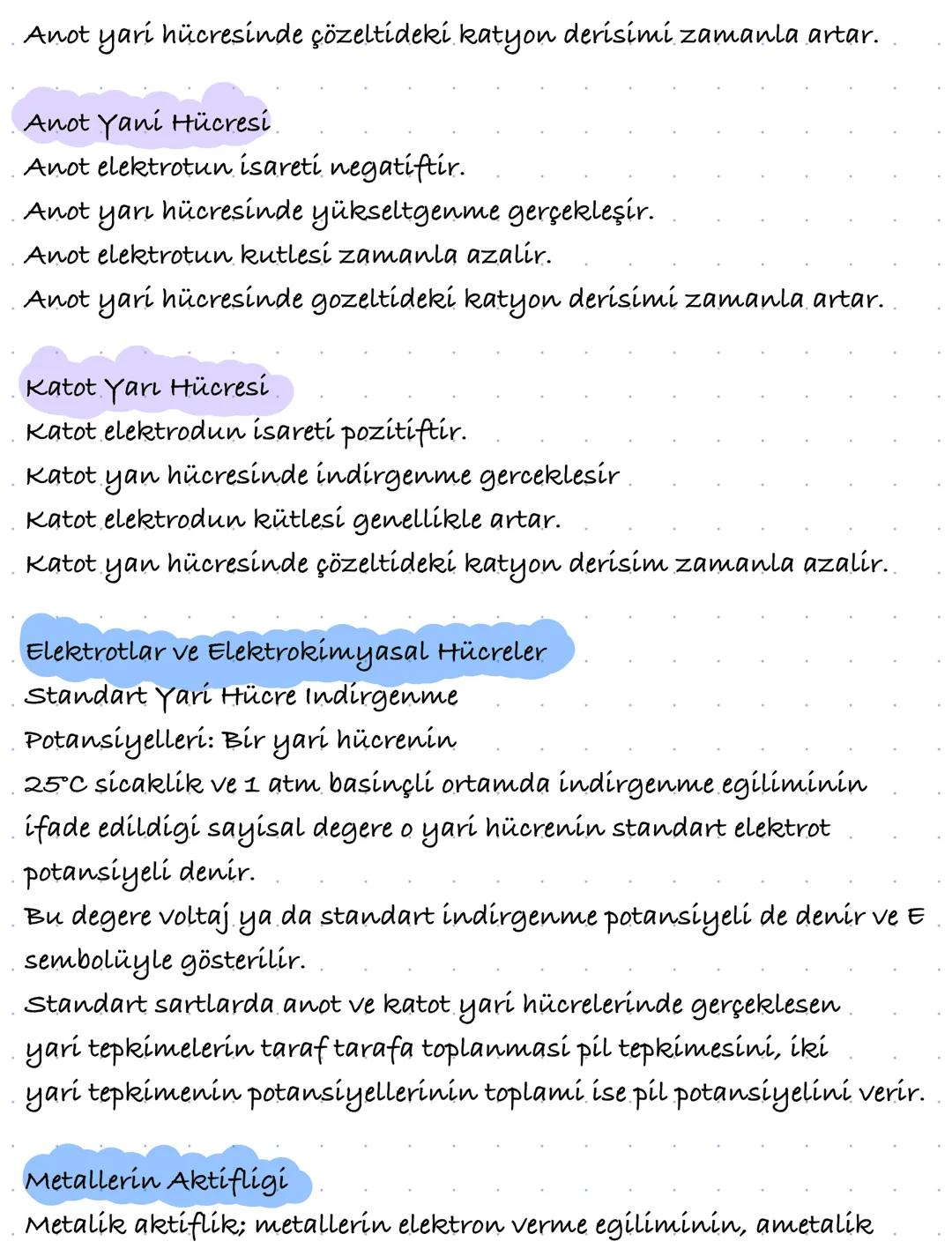 KIMYA VE ELEKTRIK
Elektrotlar ve Elektrokimyasal Hücreler
Elektrot, Elektrolit ve Yari Hücreler
Elektrokimyasal tepkimenin gergeklesmesi içi