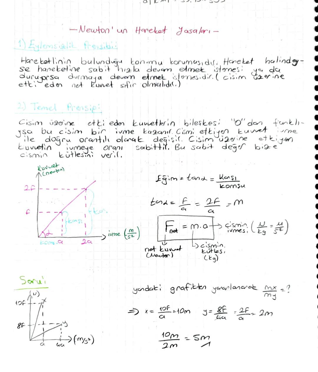 -Newton' un Hareket yasaları-

(1) Eylemsizlik Prensibil

Hareketlinin bulunduğu konumu korumasıdı. Hareket halindey-
se haneketine sabit hı