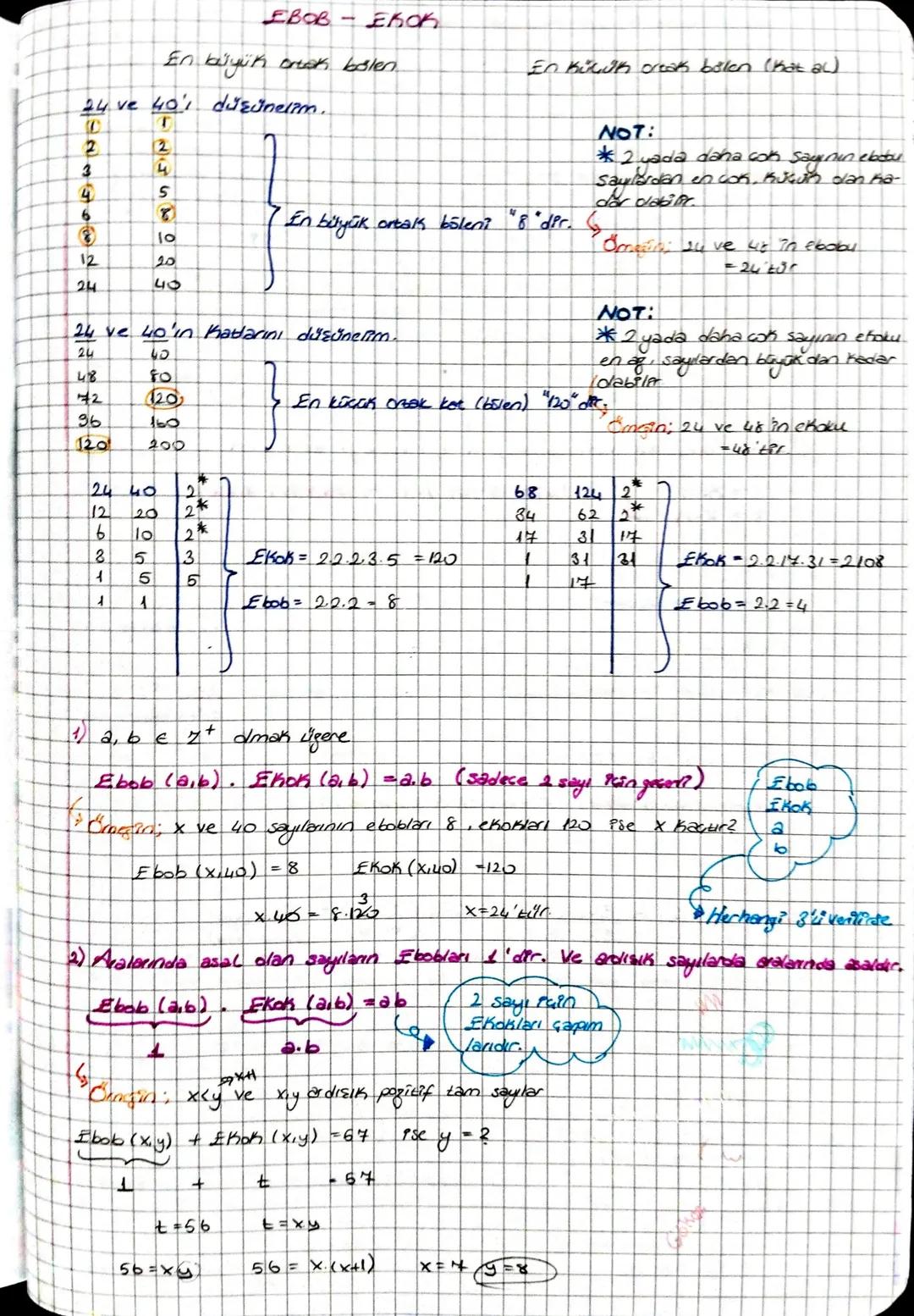 EBOB
-
Ehoh
En büyük ortak belen..
24 ve 40'1 dusunelim..
D
T
2
3
4
6
2A55022
12
24
40
En kirik ortak bolen (hat al)
En büyük ortak böleni "