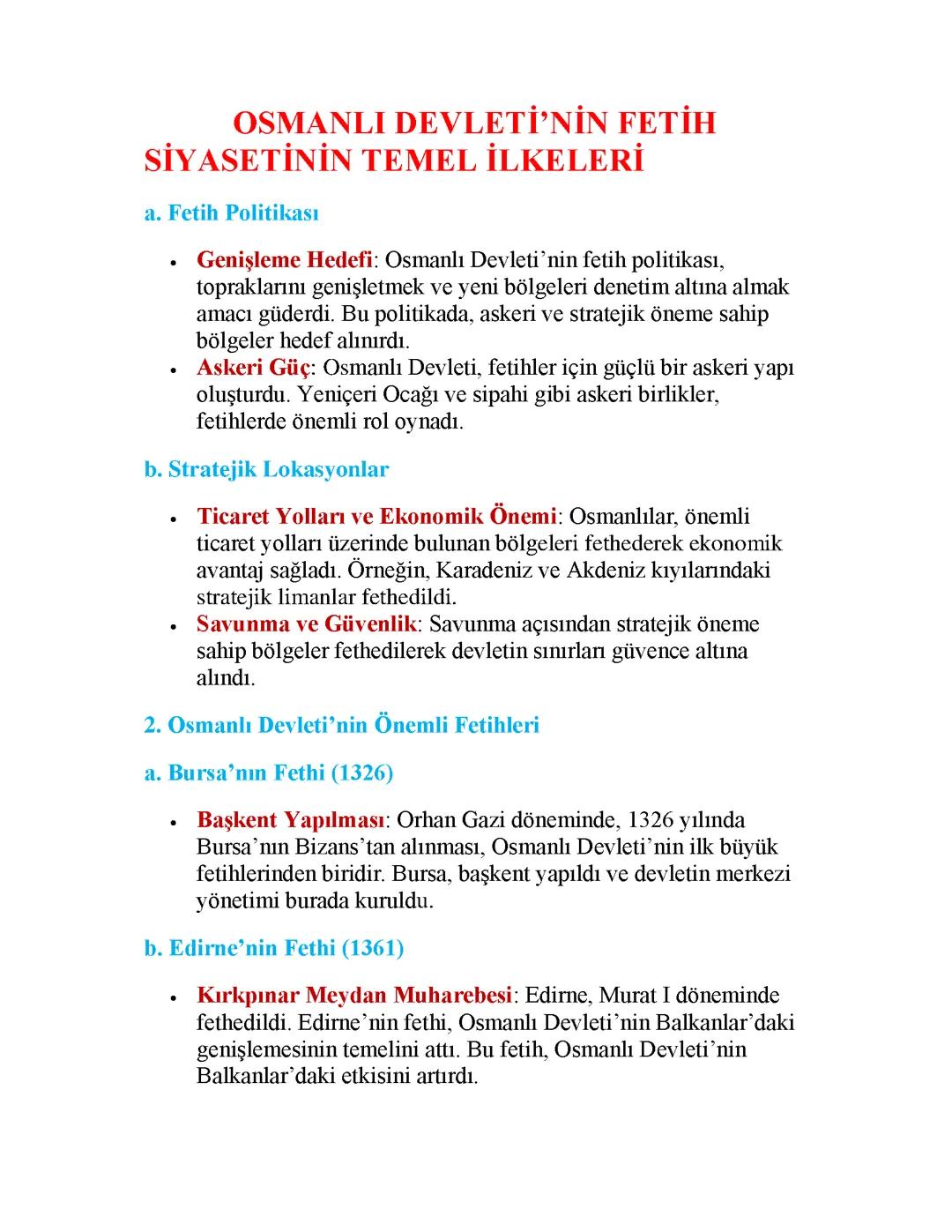 OSMANLI DEVLETİ'NİN FETİH SİYASETİ