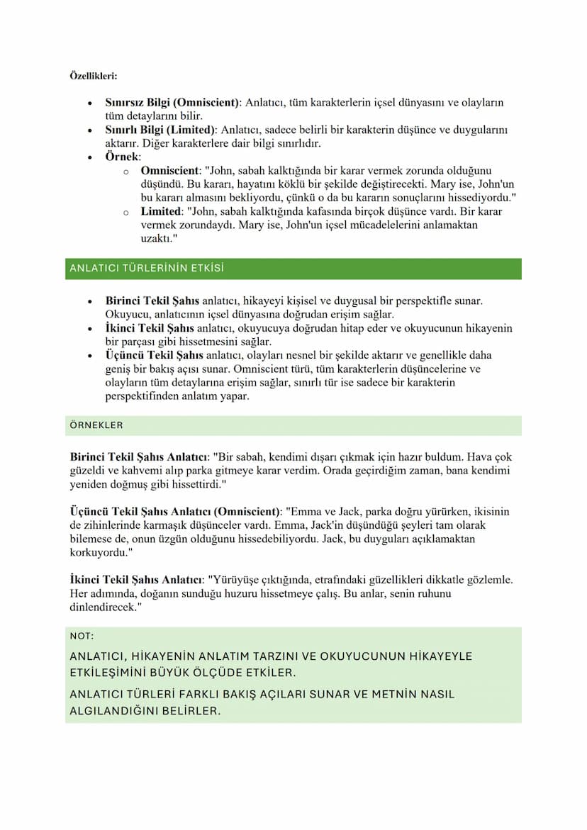 HİKAYE UNSURLARI: ANLATICI
Hikaye unsurları, bir hikayenin temel yapı taşlarını oluşturur. Anlatıcı ise hikayede olayları,
karakterleri ve o