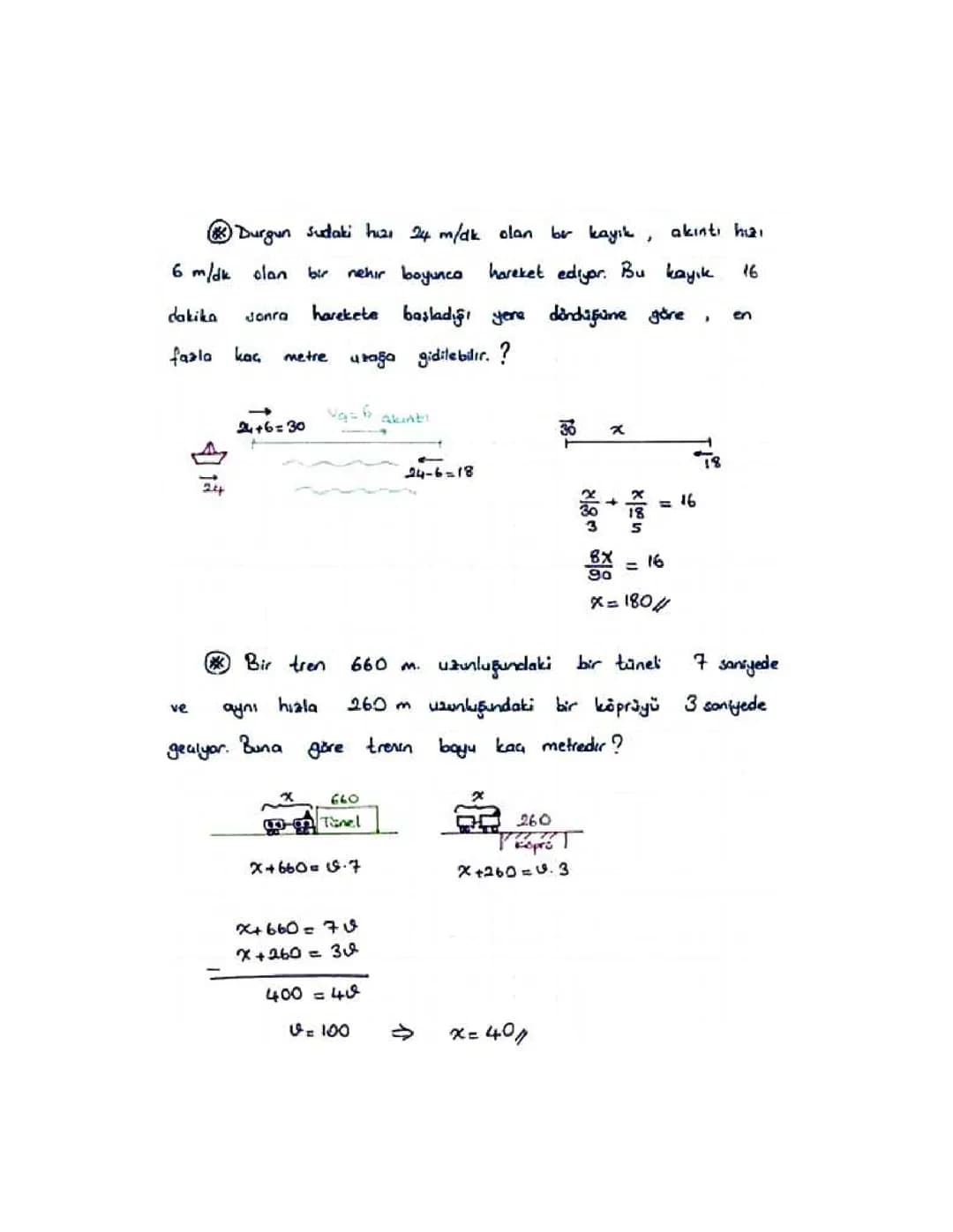 9. Sınıf Matematik ve Hız Hareket Problemleri