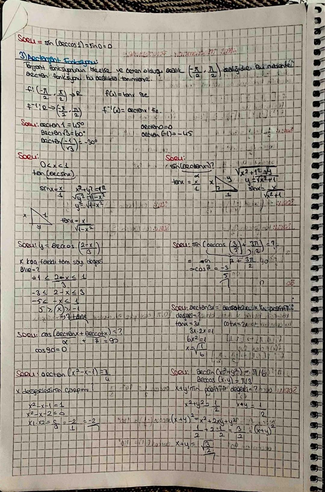 # TERS TRIGONOMETRIK FONKSIYONLAR =

1) ARCsinus Fonksiyonu:

Simas fonksiyonunun fireble ve feten oblugu dealik: [$-\frac{\pi}{2}$, $\frac{