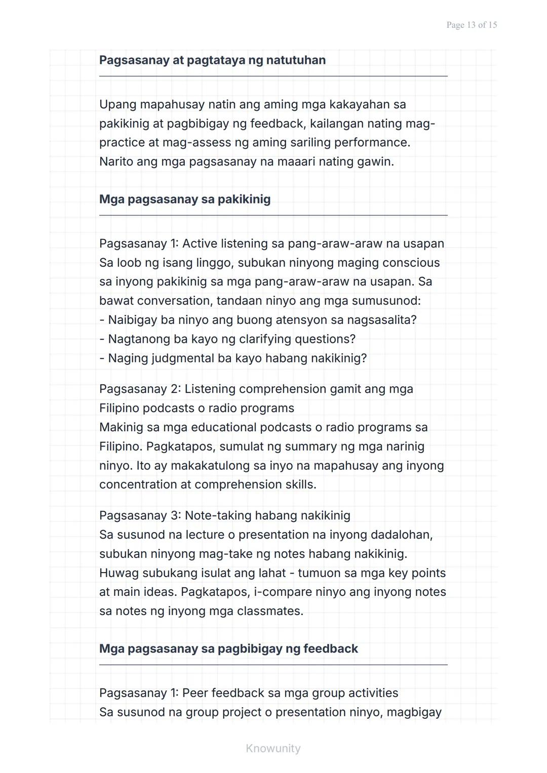 Pakikipagtalastasan at Pagpapahayag: Pakikinig at
Pagbibigay ng Feedback
Pag-aaral ng epektibong pakikinig at
pagbibigay ng feedback
Mga Lay