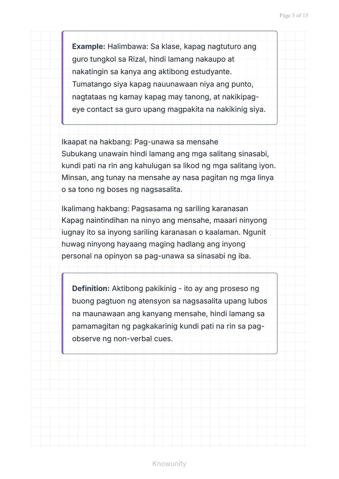 Pakikipagtalastasan at Pagpapahayag: Pakikinig at
Pagbibigay ng Feedback
Pag-aaral ng epektibong pakikinig at
pagbibigay ng feedback
Mga Lay