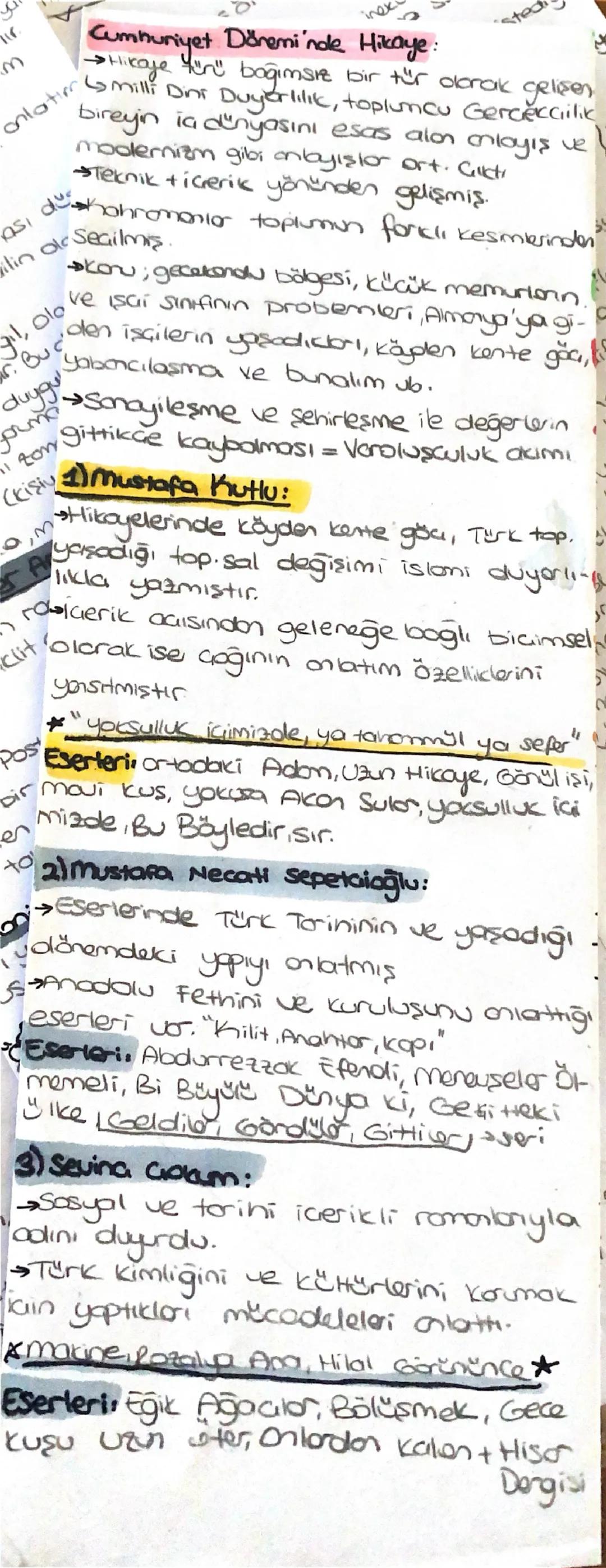 m
116
onlative
Cumnuniyet Dönemi'nde Hikaye.
sted
→Hikage fünü bağımsız bir tür olarak gelişen,
Ls milli Dini Duyarlılık, toplumcu Gercekcil