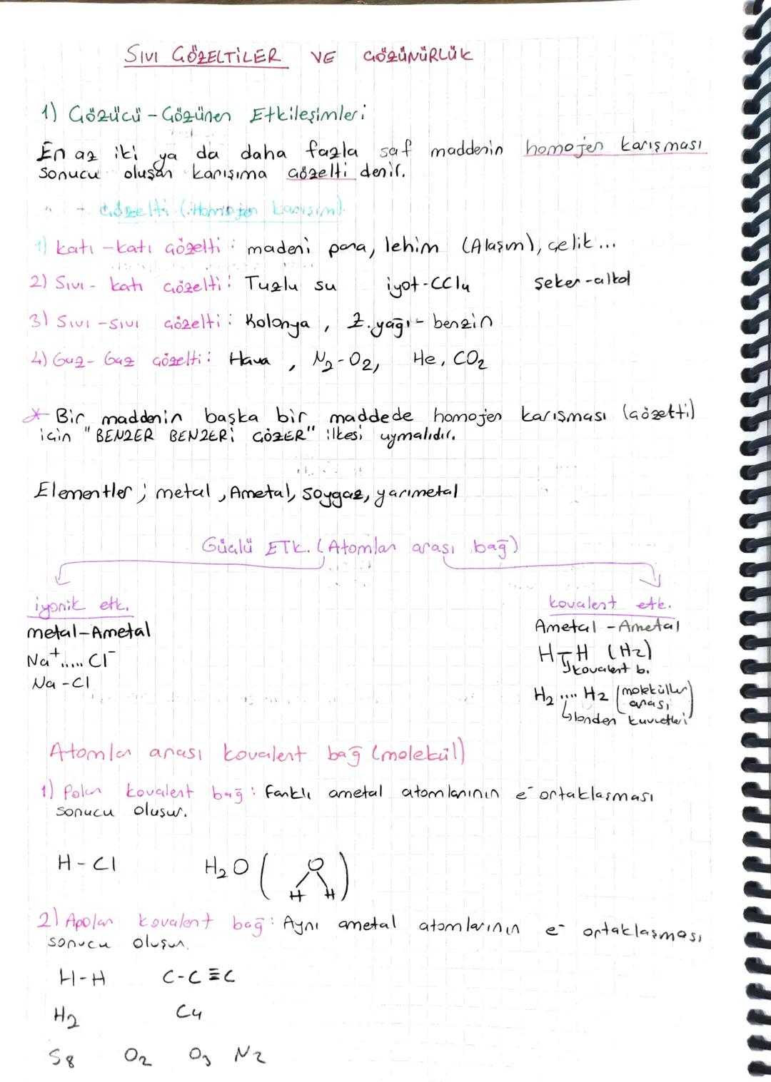 # SIVI GÖZELTİLER VE GÖZÜNÜRLÜK

1) Gözücü - Gözünen Etkileşimleri:

En az iki ya da daha fazla saf maddenin homojen karışması
Sonucu oluşan