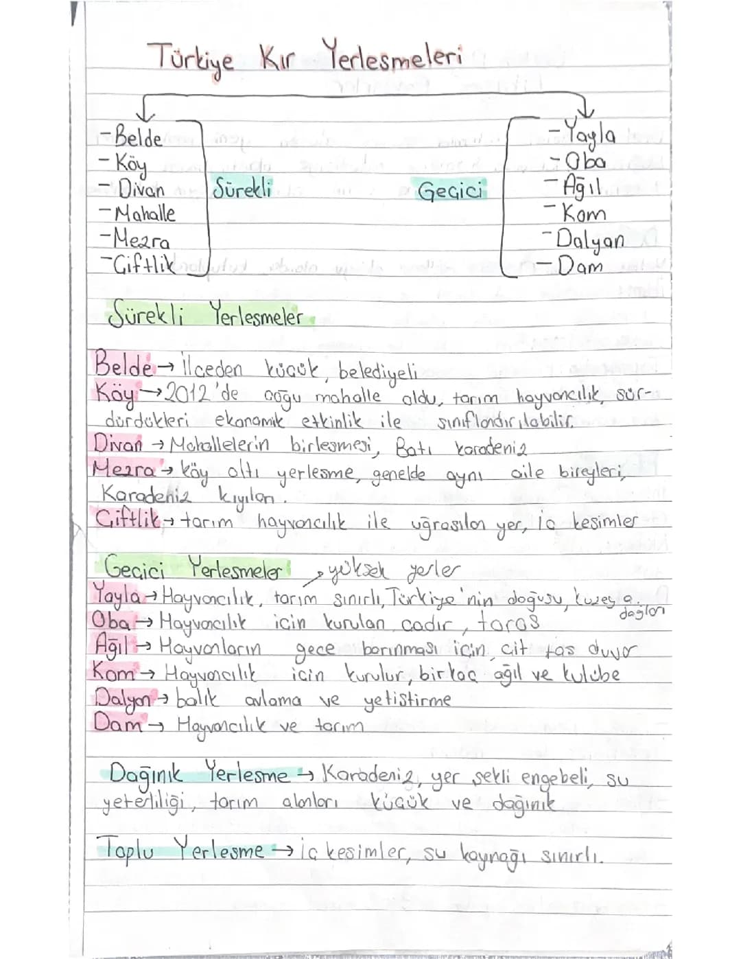 11. Sınıf 1. Dönem 2. Yazılı Coğrafya konuları