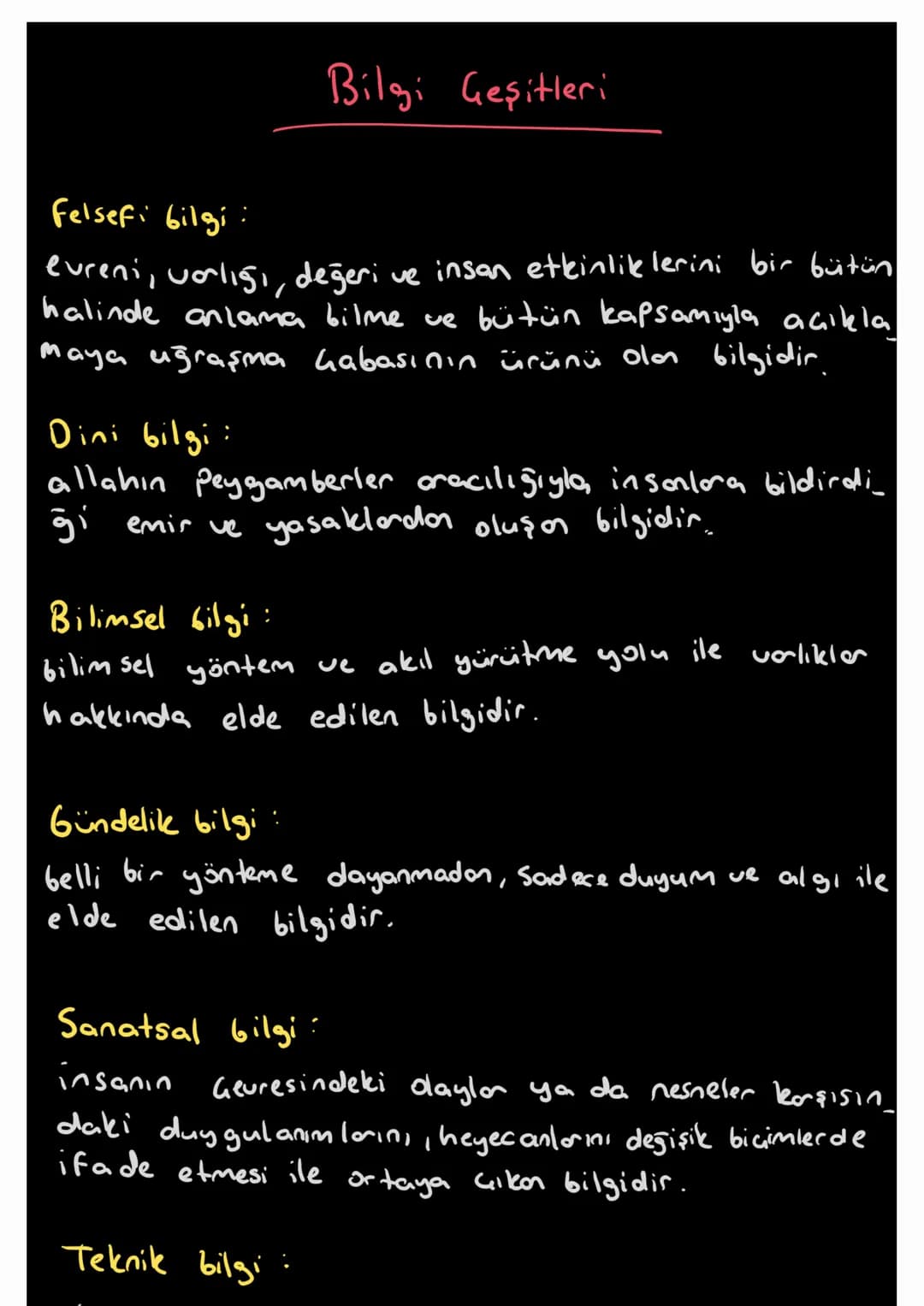 Bilgi çeşitleri
Felsefi bilgi
eureni, varligi, değeri ve insan etkinliklerini bir bütün
halinde anlama bilme ve bütün kapsamıyla açıkla
maya