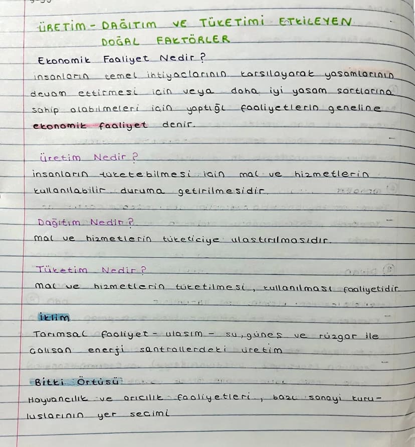 ÜBETIM-DAĞITIM.
VE TÜKETimi ETKİLEYEN
DOĞAL
FAKTÖRLER
Ekonomik Faaliyet Nedir?
insanlarLD
devam
temel ihtiyaclarının karsılayarak yasamların