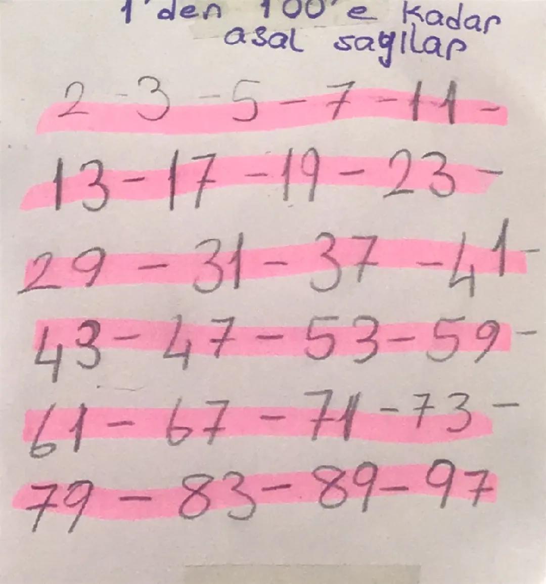 6. Sınıf Matematik: Asal Sayılar 1-100