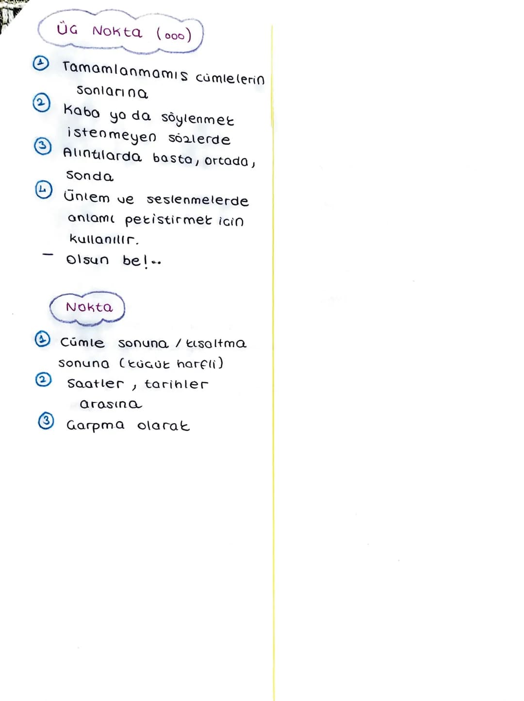 4
⑦
->
NOKTALAMA ISARETLERİ
Virgül 9
།ཡ།
Es göreuli sözcükleri
Sıralamada
Cümleleri
sıralamada
Uzun cumlelerde özneyi
Sobelli
->
li etmet ad