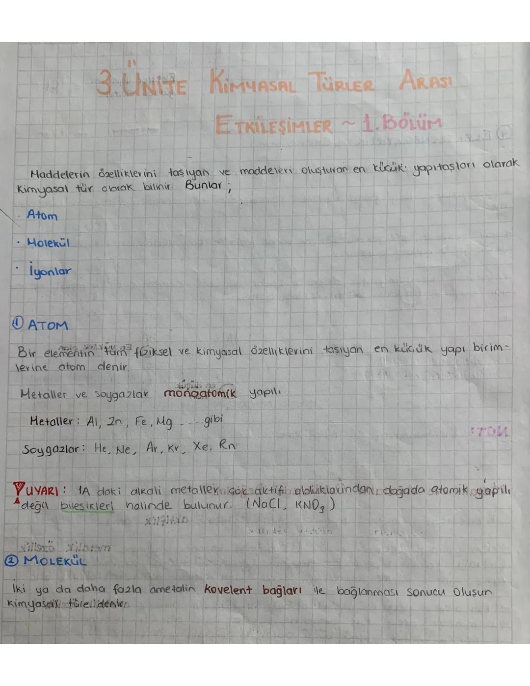 kimyasal türler arası etkileşimler