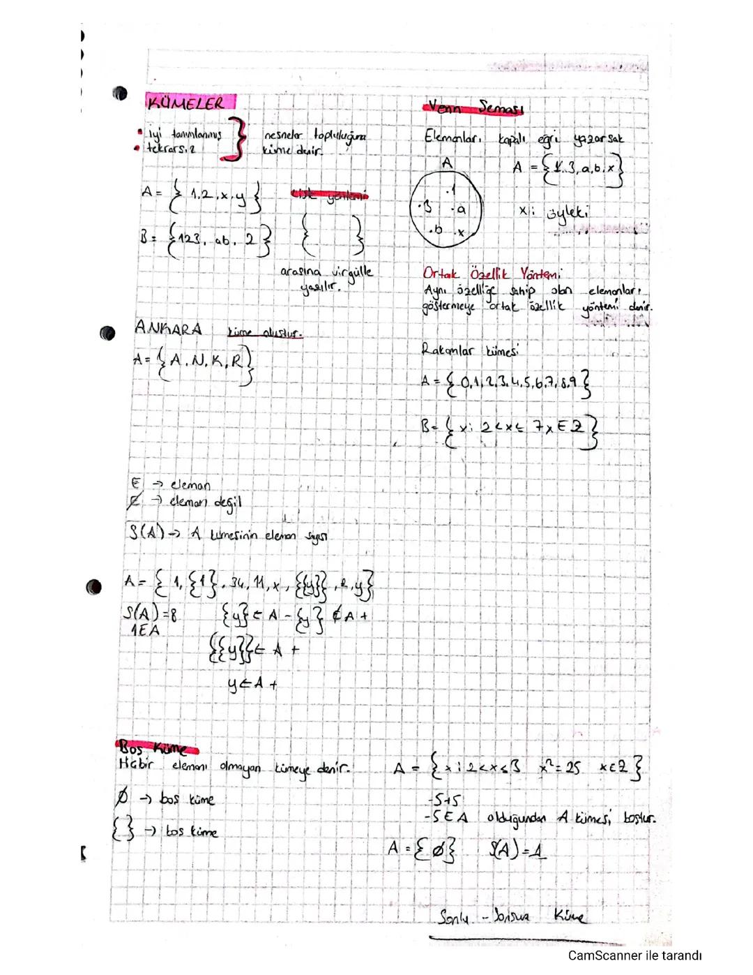 9. Sınıf Matematik: Kümeler Konusu