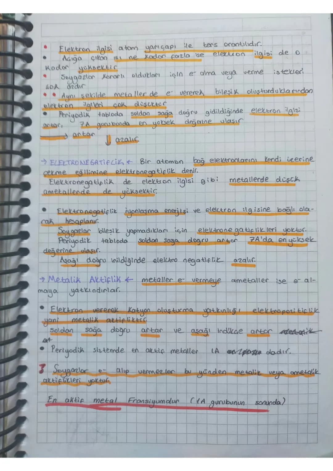 Elektron ilgisi atom yarıçapı ile
Açığa çıkan 151
Kadar yüksektir
ne
tens orantilidir.
Kadon fazla ise elektron ilgisi de o.
Soygazlon Karar