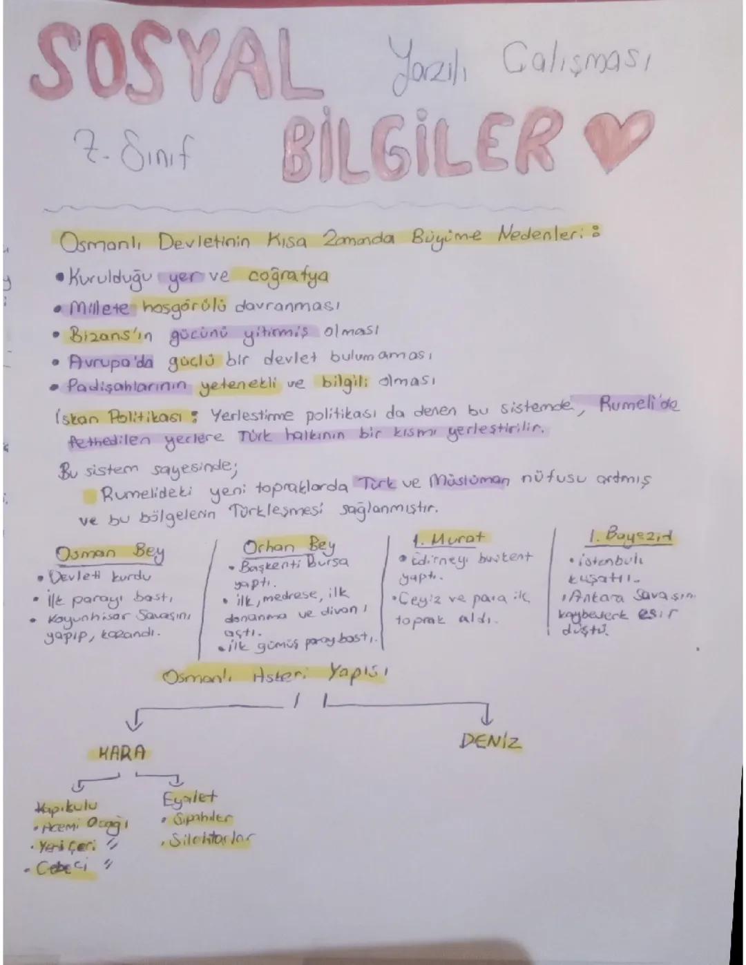 7. SINIF SOSYAL BILGILER 1. DÖNEM 1. YAZILI