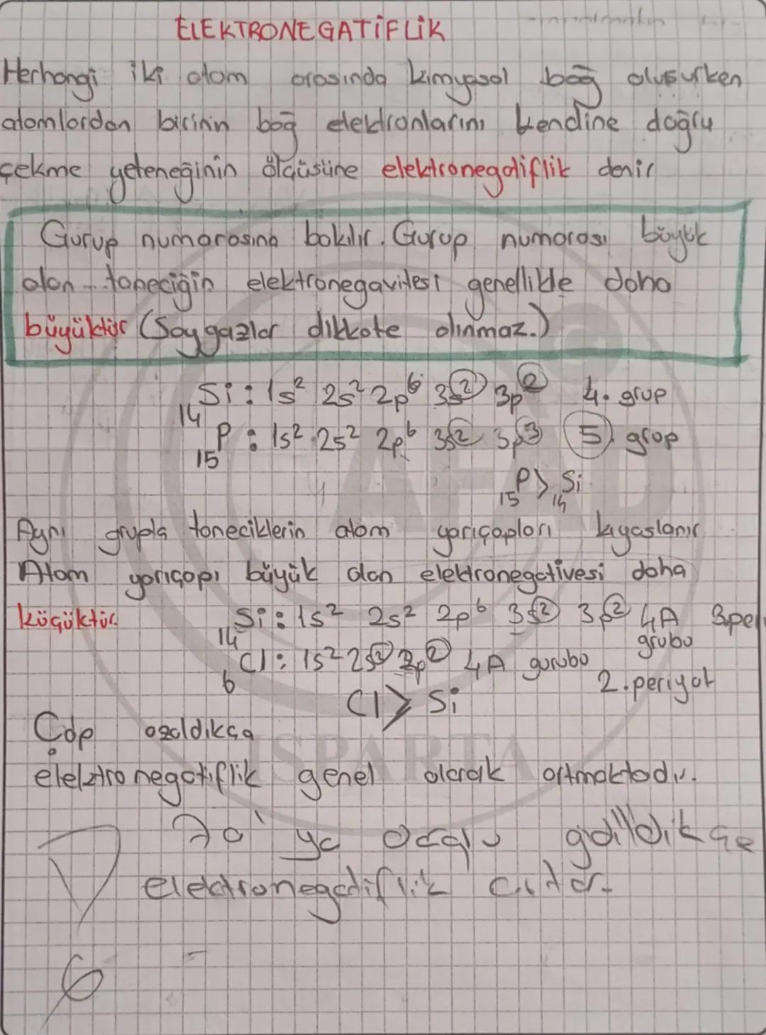 # ELEKTRONE GATİFLİK

Herhangi iki otom arasında kimyasal bağ oluşurken
atomlardan birinin bağ elektronlarını kendine doğru
çekme yeteneğini