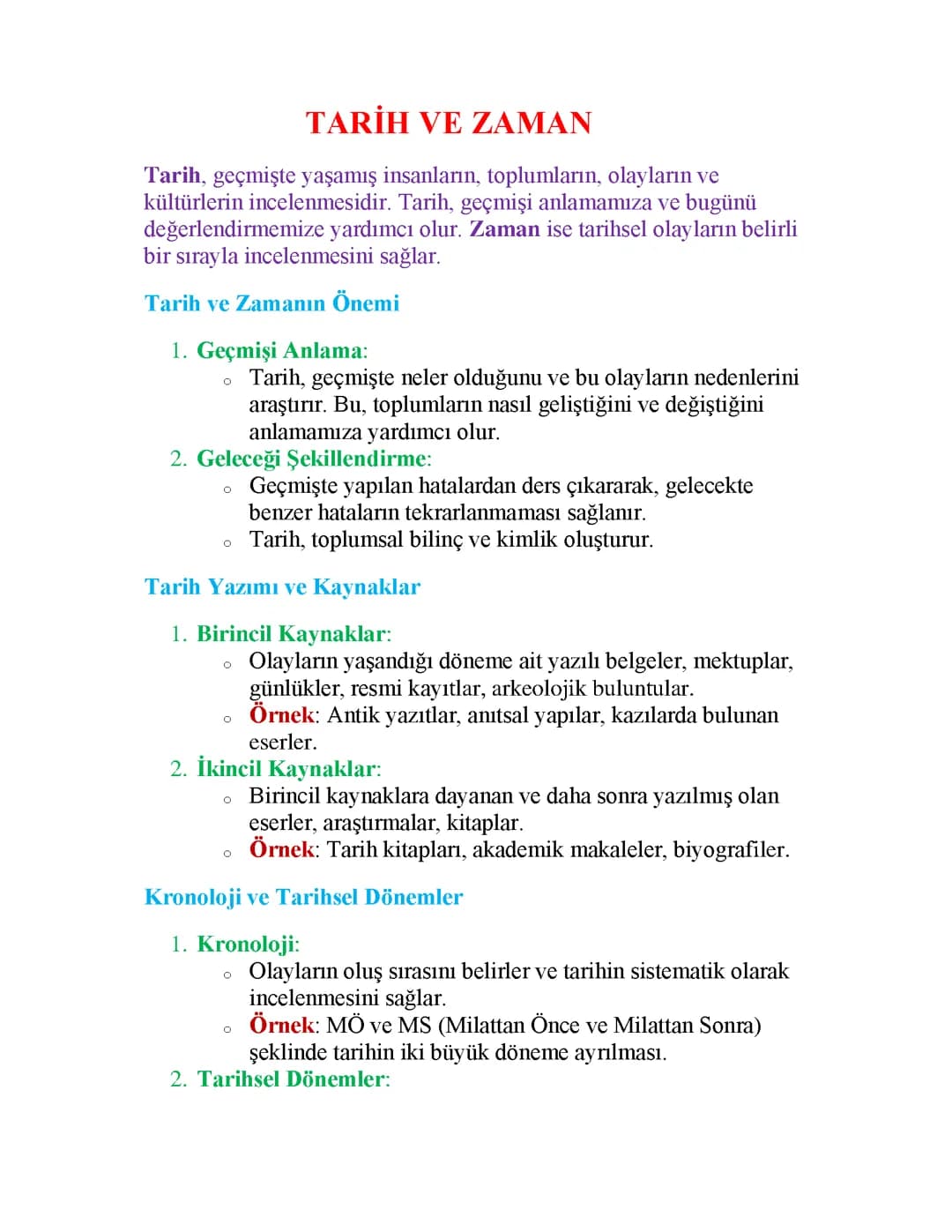 TARİH VE ZAMAN