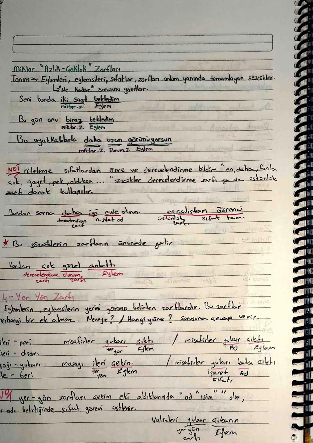 Zarf "Belirtea"
Tanım Eylemlerin, eylemsilerin, sıfatın ya da kendi türünde sözcüklerin anlamını
"durum, zaman, miktar, yer-yon, saru v.b. "