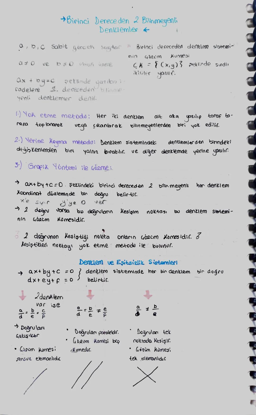 →Birinci Dereceden 2 Bilinmeyenli
Denklemler←

a, b, c Sabit gercek saylar Birinci dereceden denklem sistemi-
nin
a≠0
ve booral vsere
Ax + b