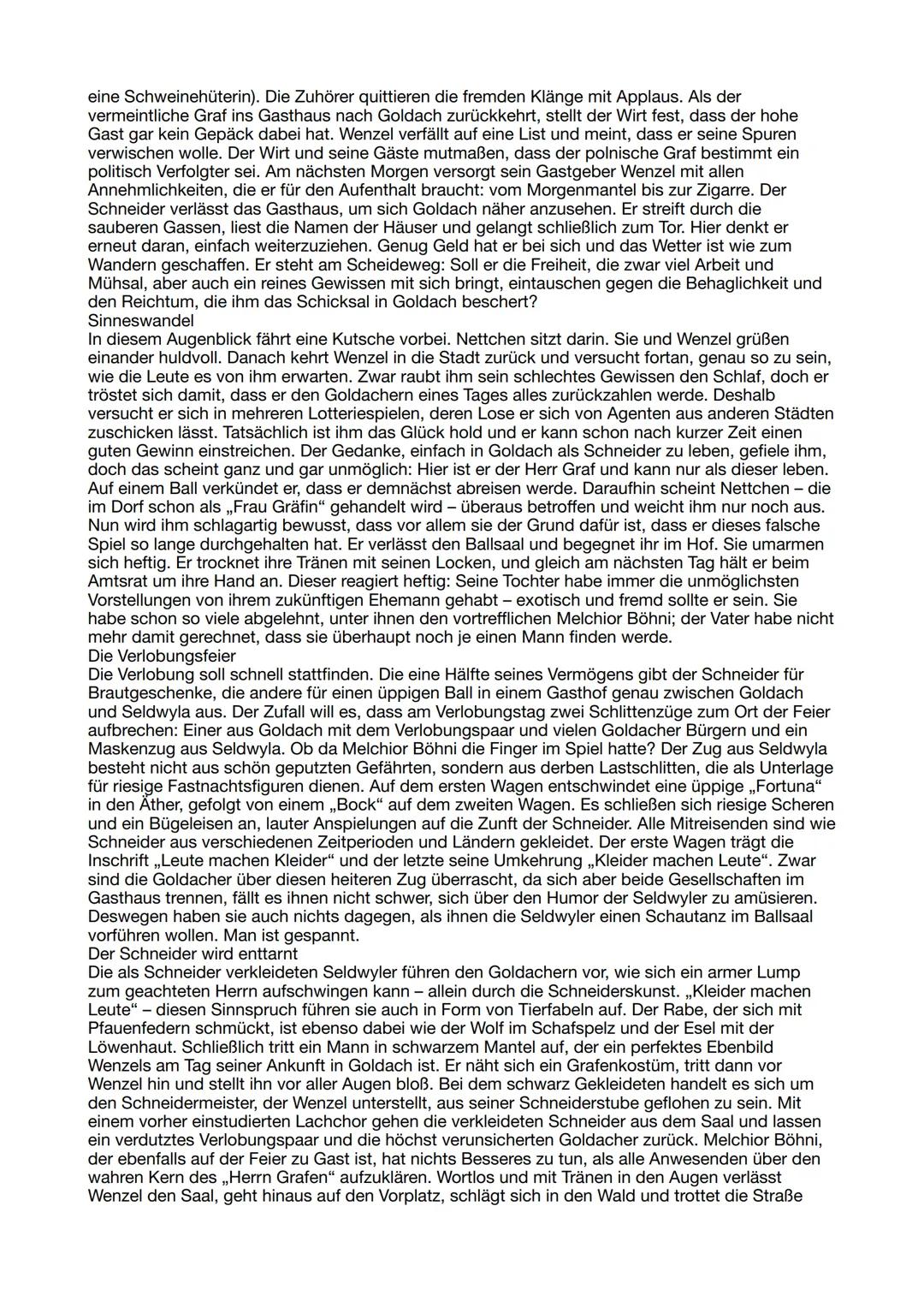 # Inhaltsangabe Kleider machen
# Leute

Eine verhängnisvolle Verwechslung

An einem trüben Novembertag marschiert der Schneidergeselle Wenze