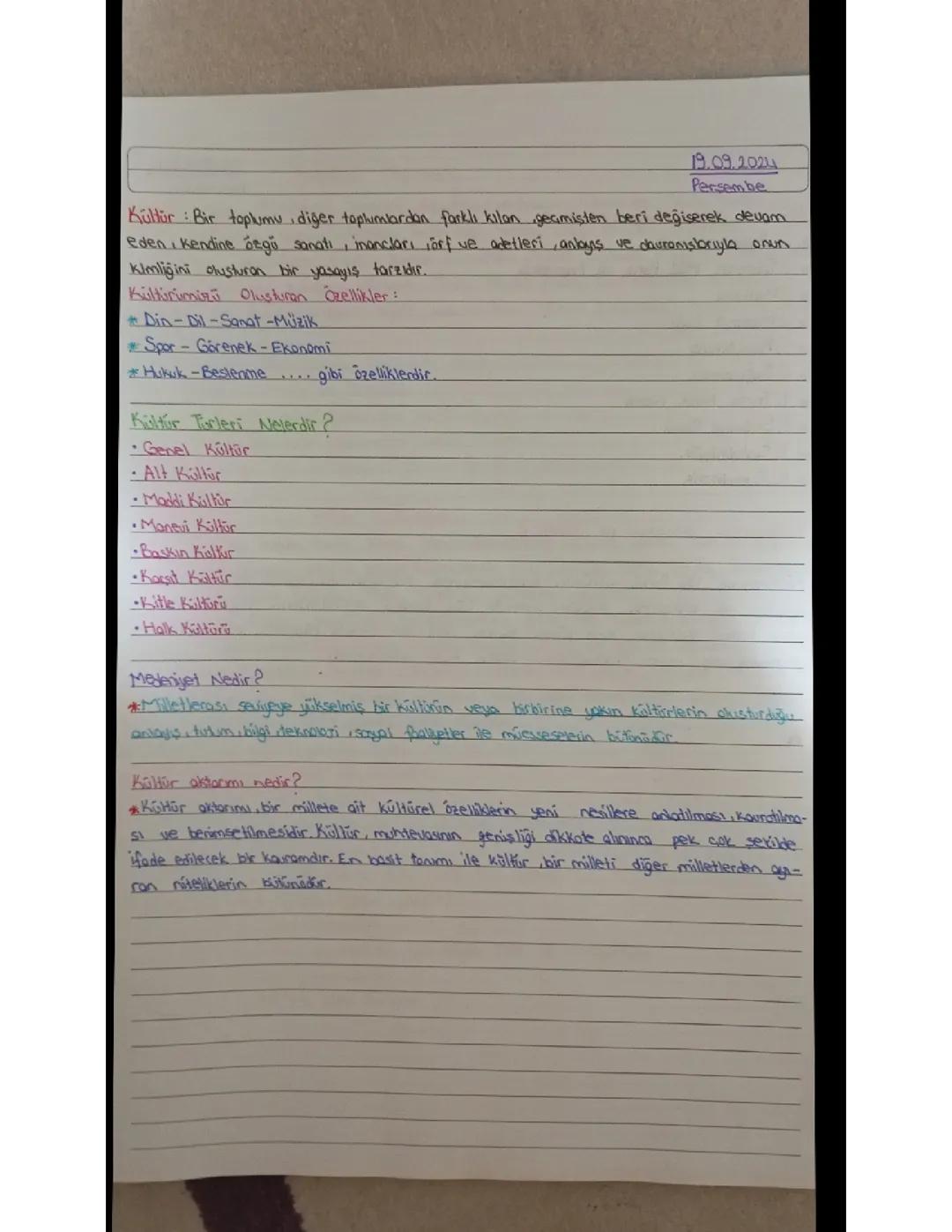 6. Sınıf Seçmeli Kültür ve Medeniyet Dersine Yazılı Hazırlık Konu Özeti