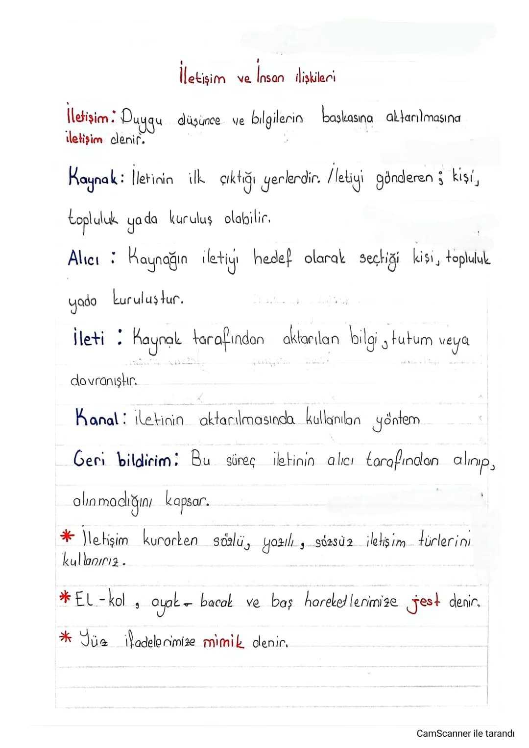 İletişim ve İnsan ilişkileri
İletişim: Duygu düşünce ve bilgilerin baskasına aktarılmasına
iletişim clenir.
Kaynak: İletinin ilk çıktığı yer