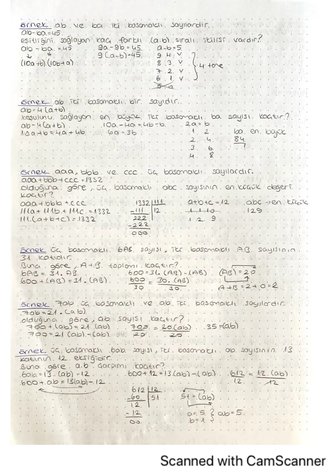 Basamak. Gözümleme
ab iki basamaka sayi. ise.;
ab = 10..a+b.
↳birler
onlar
abc.uc.basamaklı. Sayı ise.
abc. 100.a+10..b+.C.
birler
87105
yüz