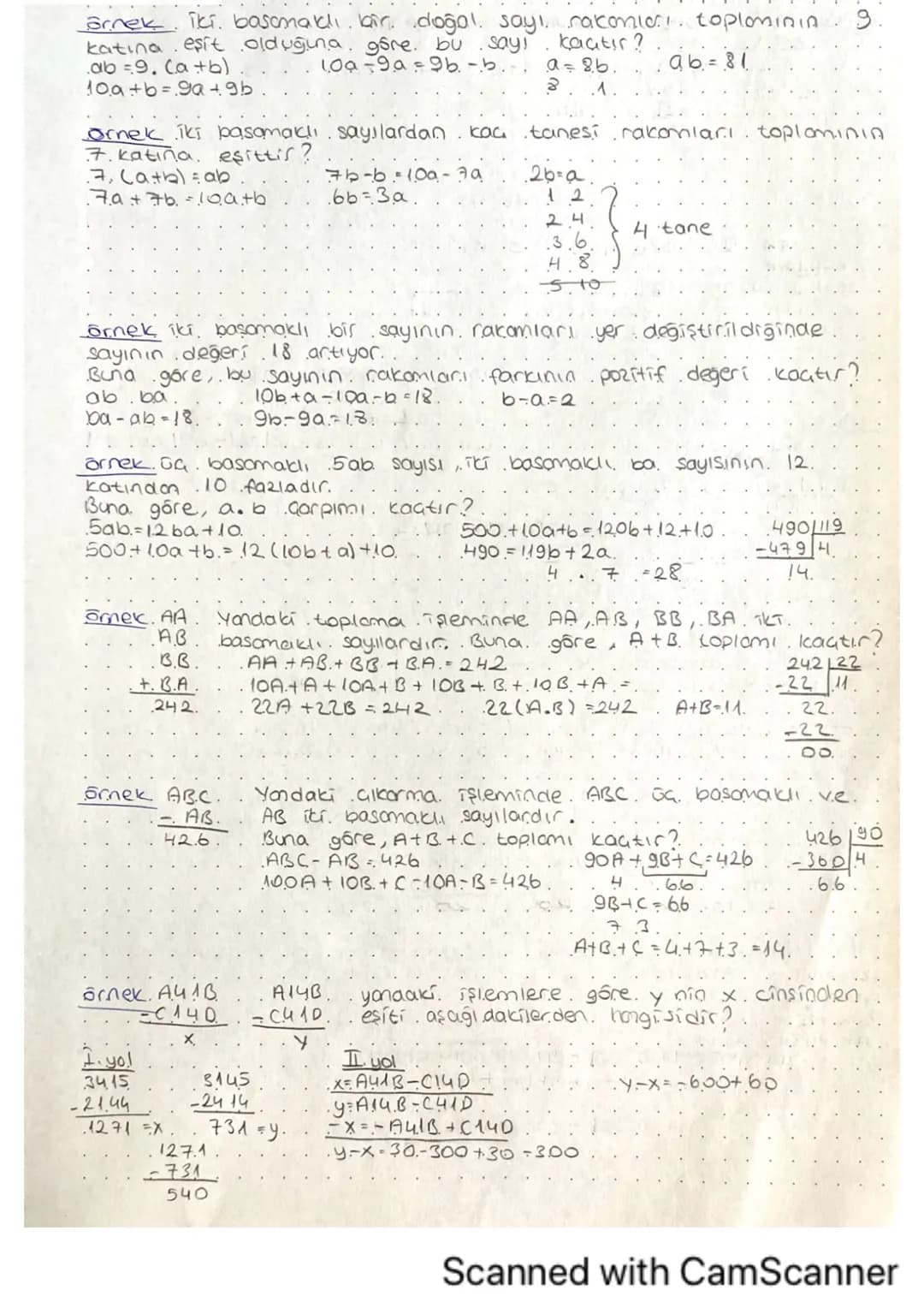 Basamak. Gözümleme
ab iki basamaka sayi. ise.;
ab = 10..a+b.
↳birler
onlar
abc.uc.basamaklı. Sayı ise.
abc. 100.a+10..b+.C.
birler
87105
yüz