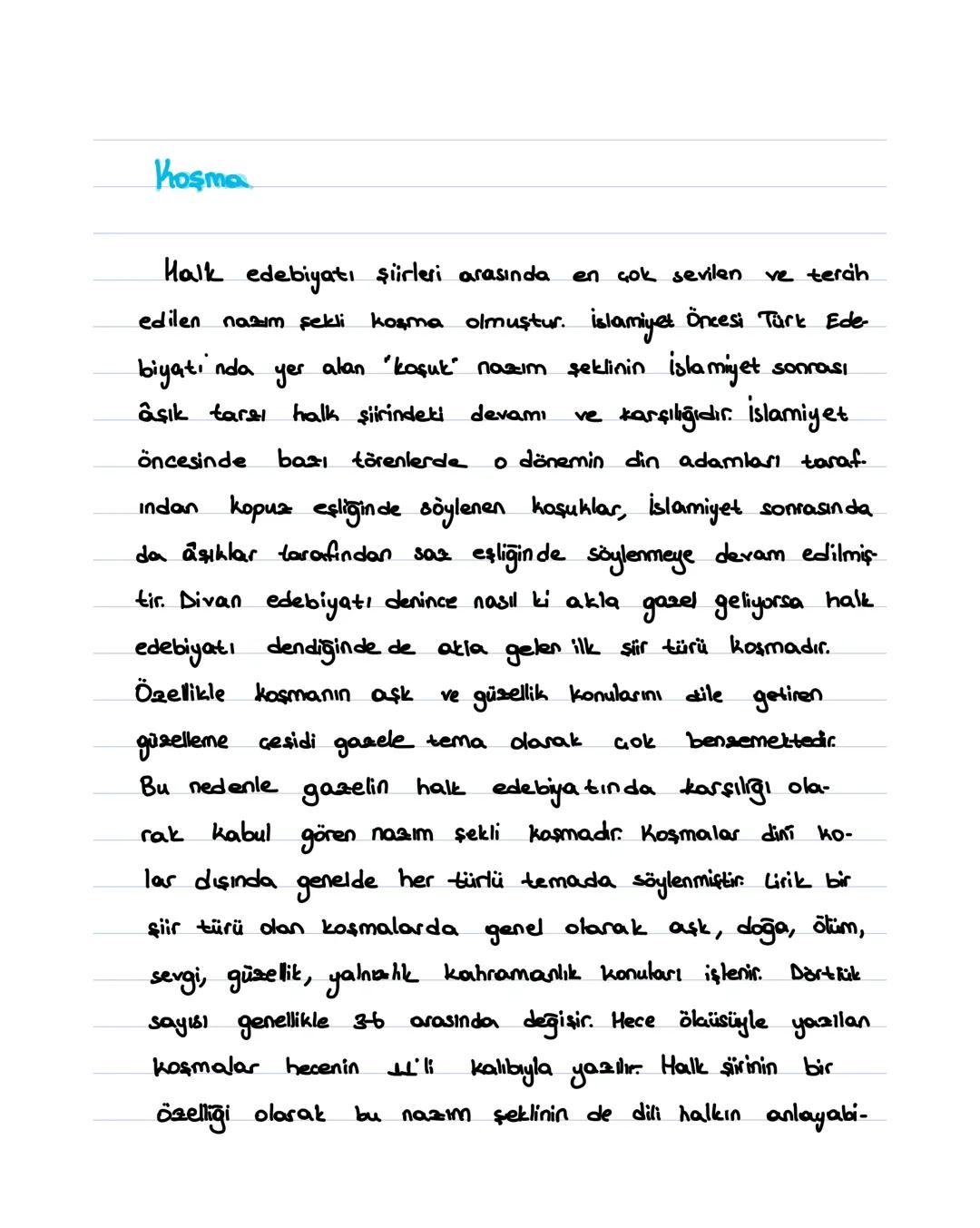 # Koşma

Halk edebiyatı şiirleri arasında en çok sevilen ve terah
edilen nazım şekli koşma olmuştur. İslamiyet Öncesi Türk Ede-
biyatında ye