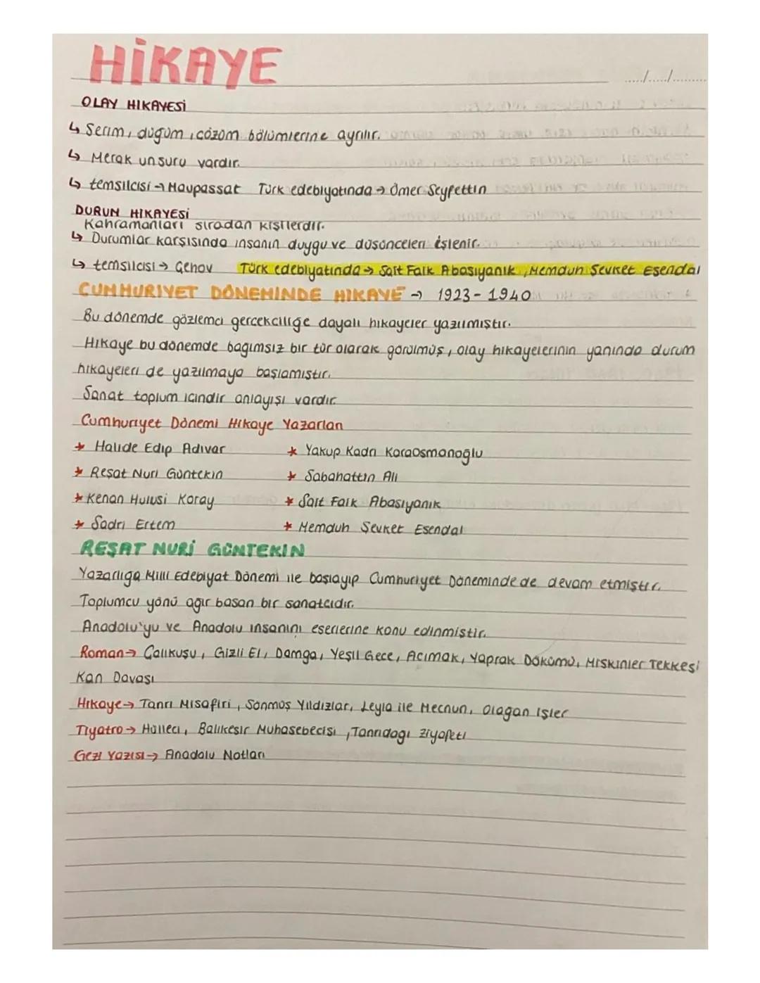 10. Sınıf Edebiyat Ders Notları