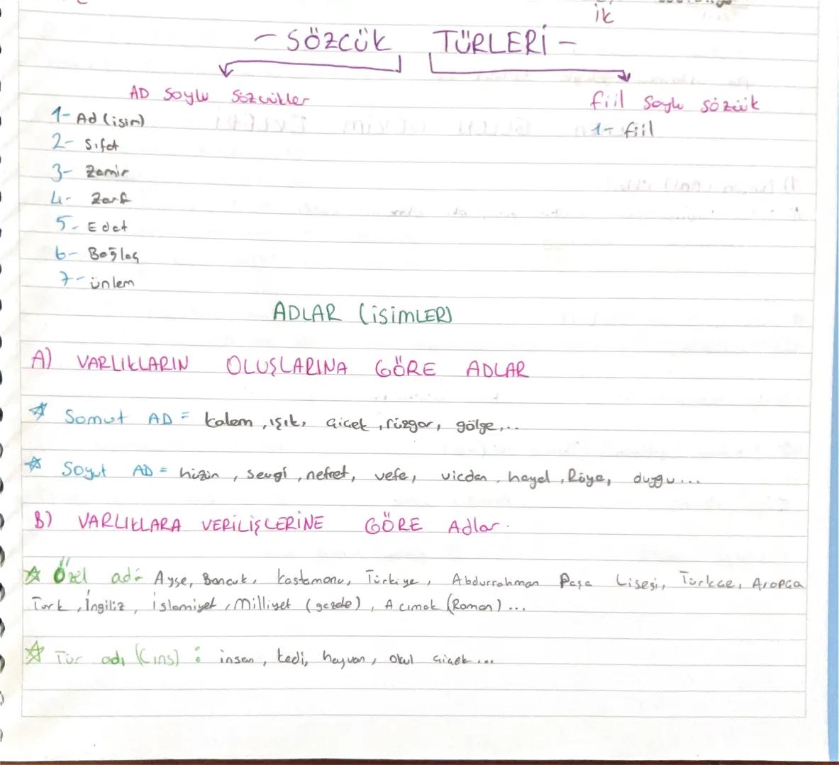 ik

-Sözcük TÜRLERİ -

AD Soylu Sözcükler

1-Ad (isin)

2- Sifet

3- Zamir

4- Zarf

5- Edet

6- Boglos

7- ünlem

fiil Sayu sözüük

1 fil

