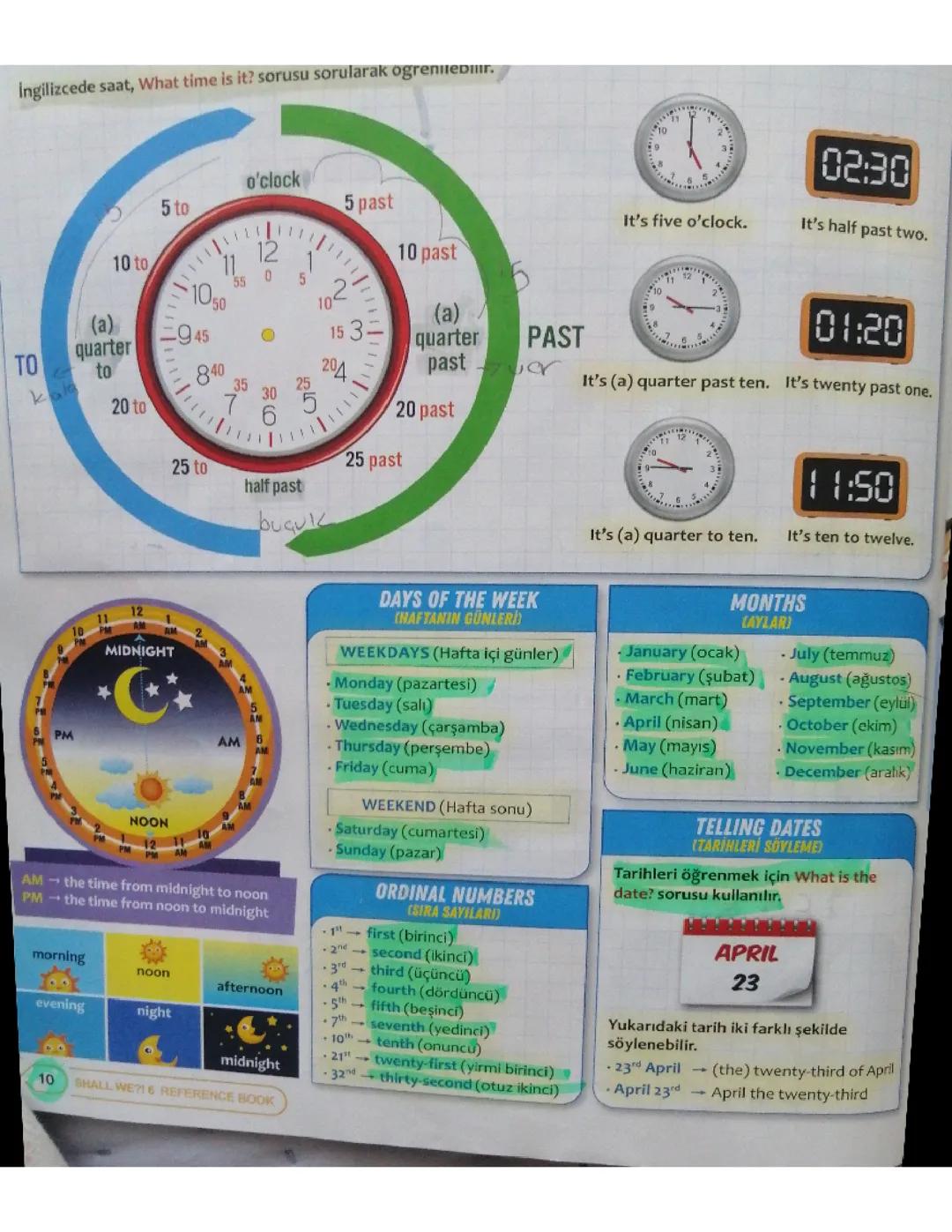 6. Sınıf İngilizce 1. Ünite: Saatler Konu Anlatımı