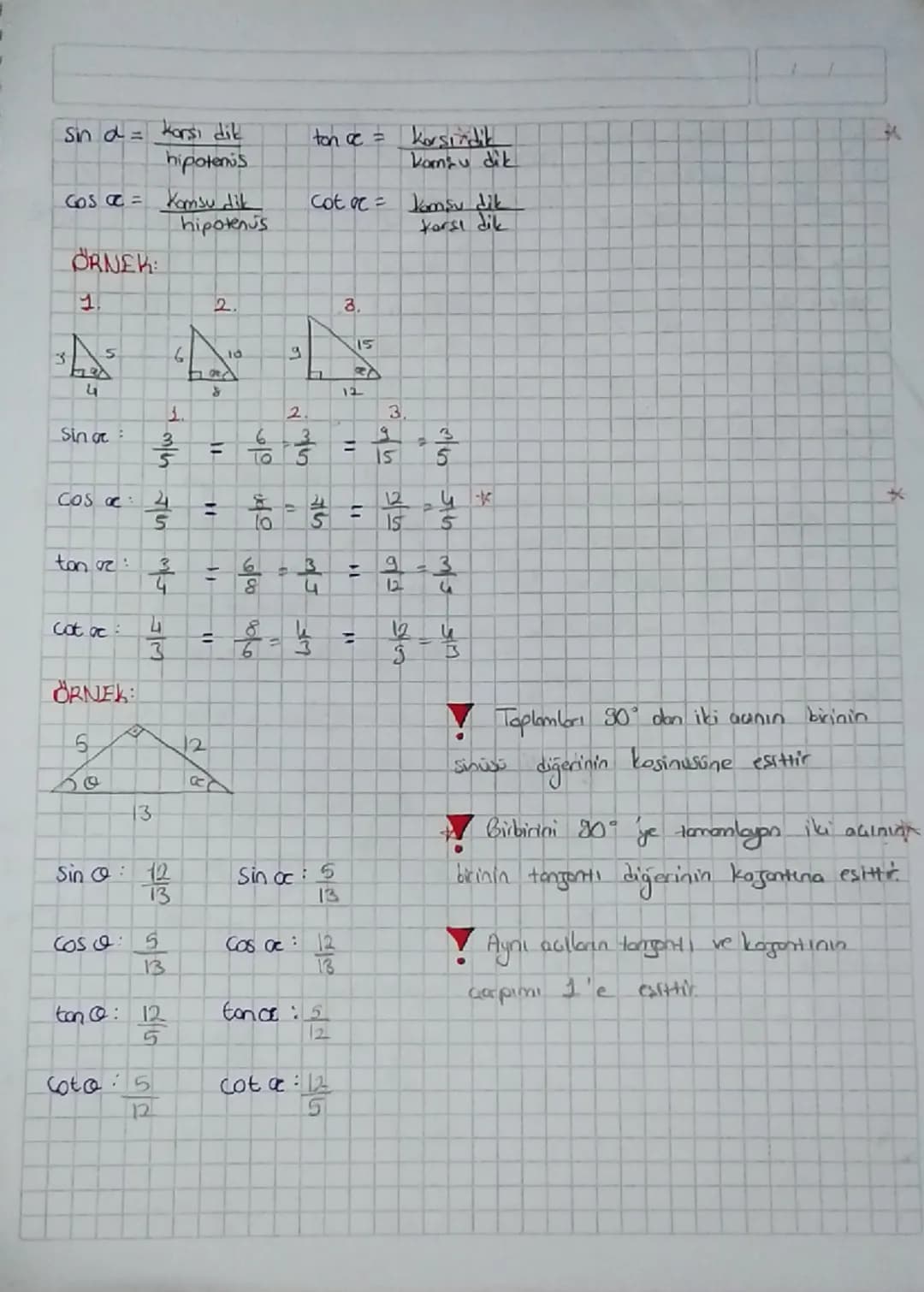 ## $\sin \alpha = \frac{\text{karşı dik}}{\text{hipotenüs}}$  $\tan \alpha = \frac{\text{karşı dik}}{\text{komşu dik}}$

$\cos \alpha = \fra