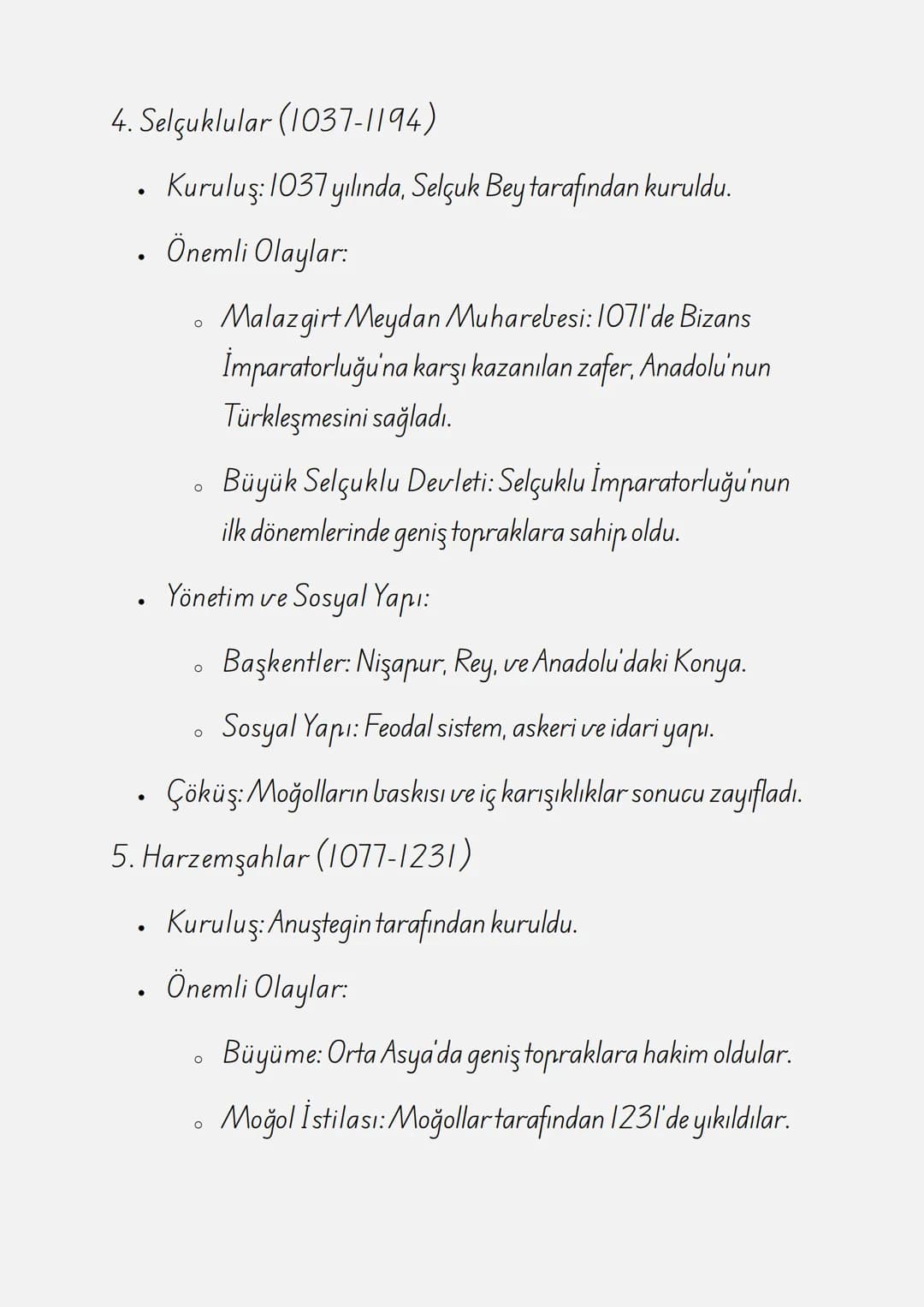 ÇALIŞMA KAĞIDI: İLK TÜRK
İSLAM DEVLETLERİ
1. İlk Türk İslam Devletlerinin Genel Özellikleri
Türkler, İslam'ı kabul ettikten sonra Orta Asya 