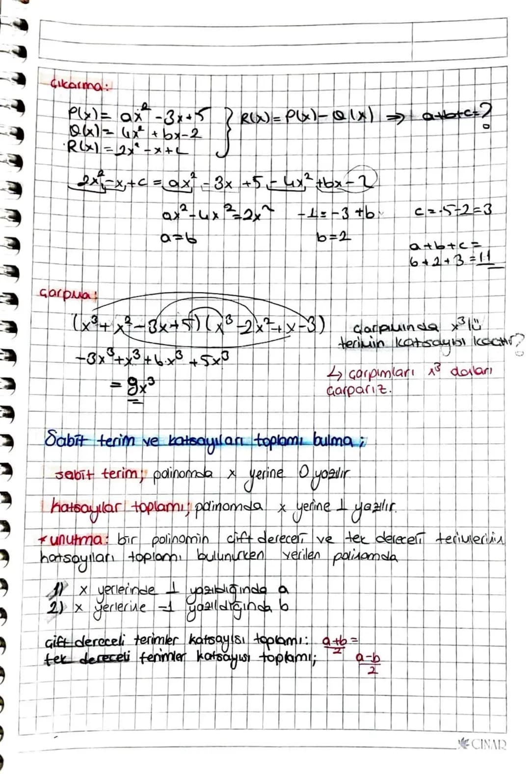 Polin
mar
* x Verin üstlerindeki sayılar doğal sayı
xx'in en
duak zorundadır
büyük kuvvefine polinomun derecesidir. (der [f(x))
* derecesi e